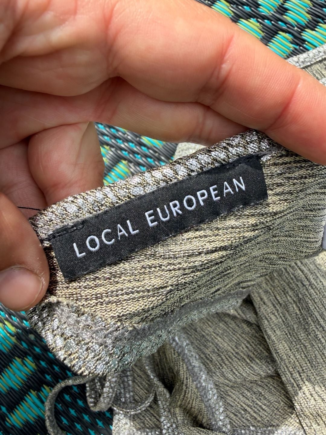 Local European Halter Crop Top Size M Silver Metallic Bandana Festival 5