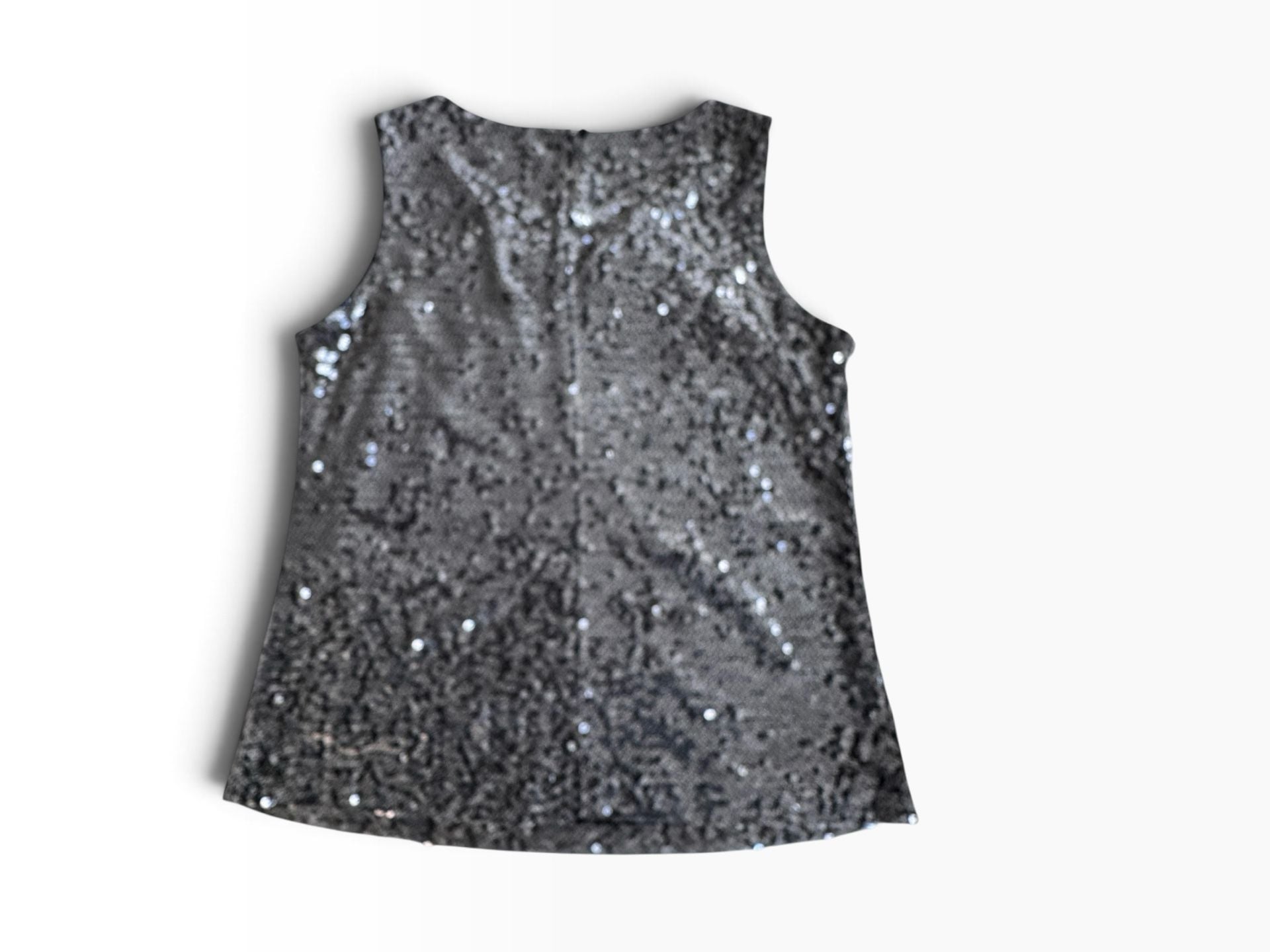 Calvin Klein Sequin Tank Top Size S Silver Black Sleeveless Party 3