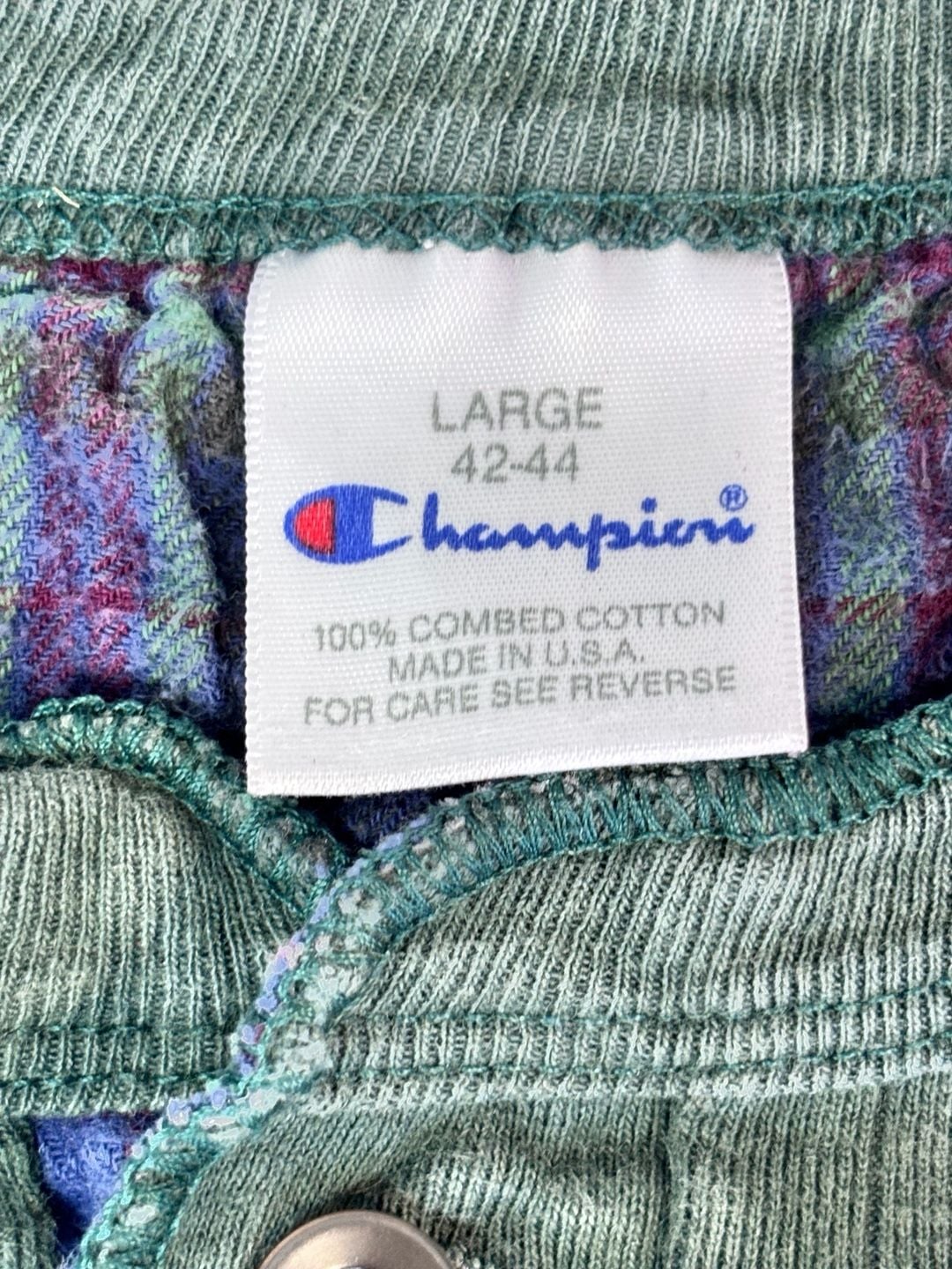 Champion Henley Shirt Size Large Green Long Sleeve 5