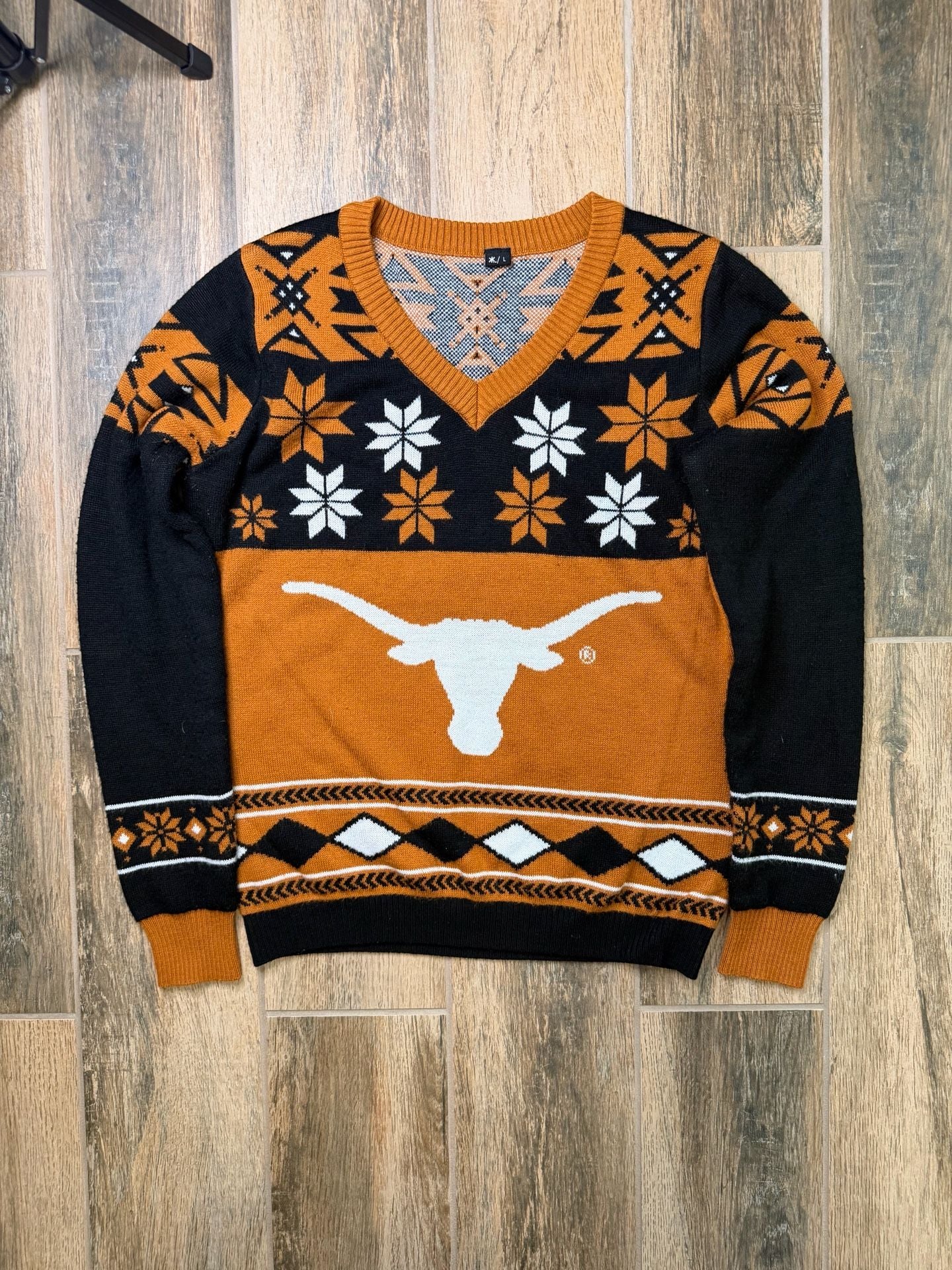 Texas Longhorns Christmas Sweater Womens Size XL/L Fair Isle Bevo 2