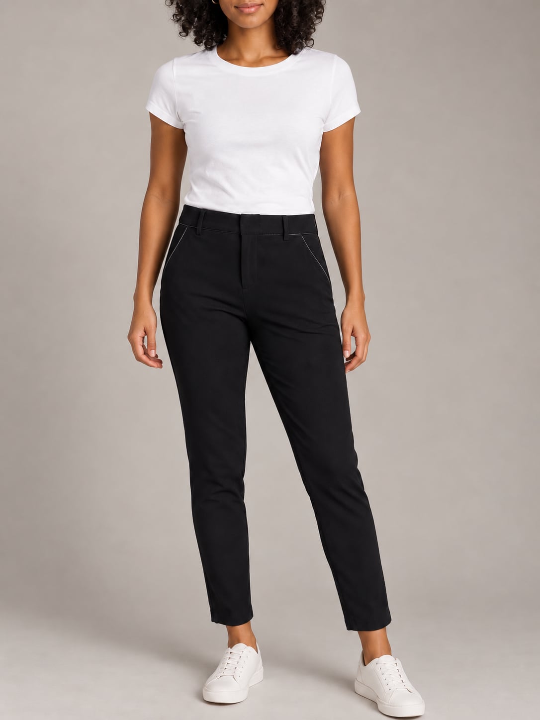 INC International Concepts Ponte Skinny Pants Size 8 Black Faux Leather Trim 2