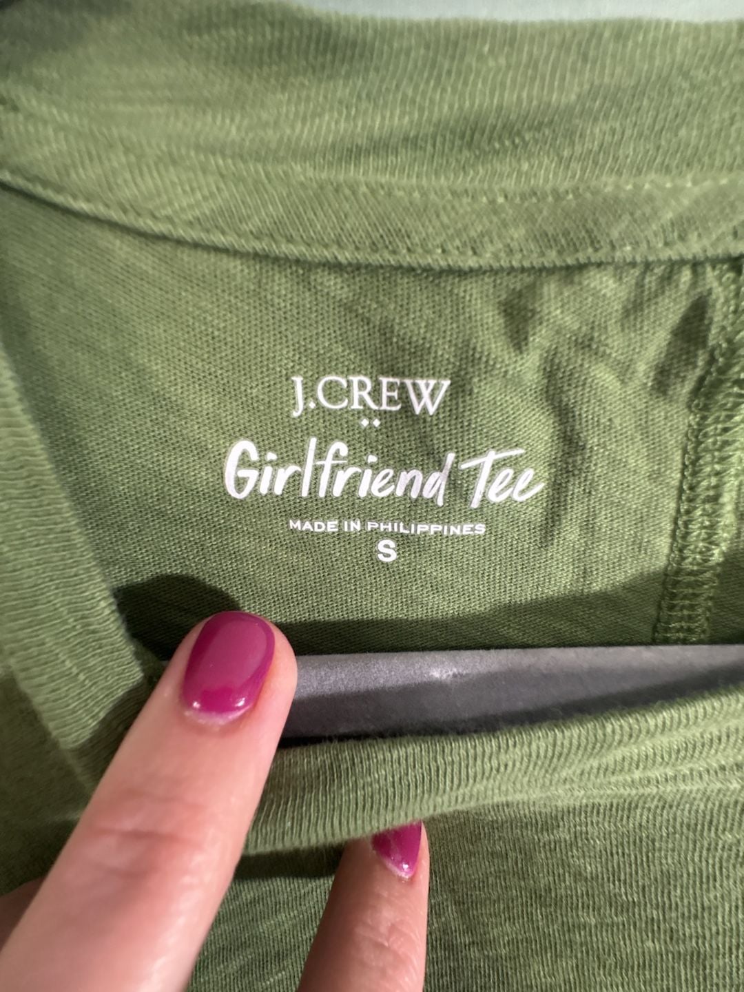 J.Crew Girlfriend Tee Size S Green Short Sleeve Slub Cotton 3