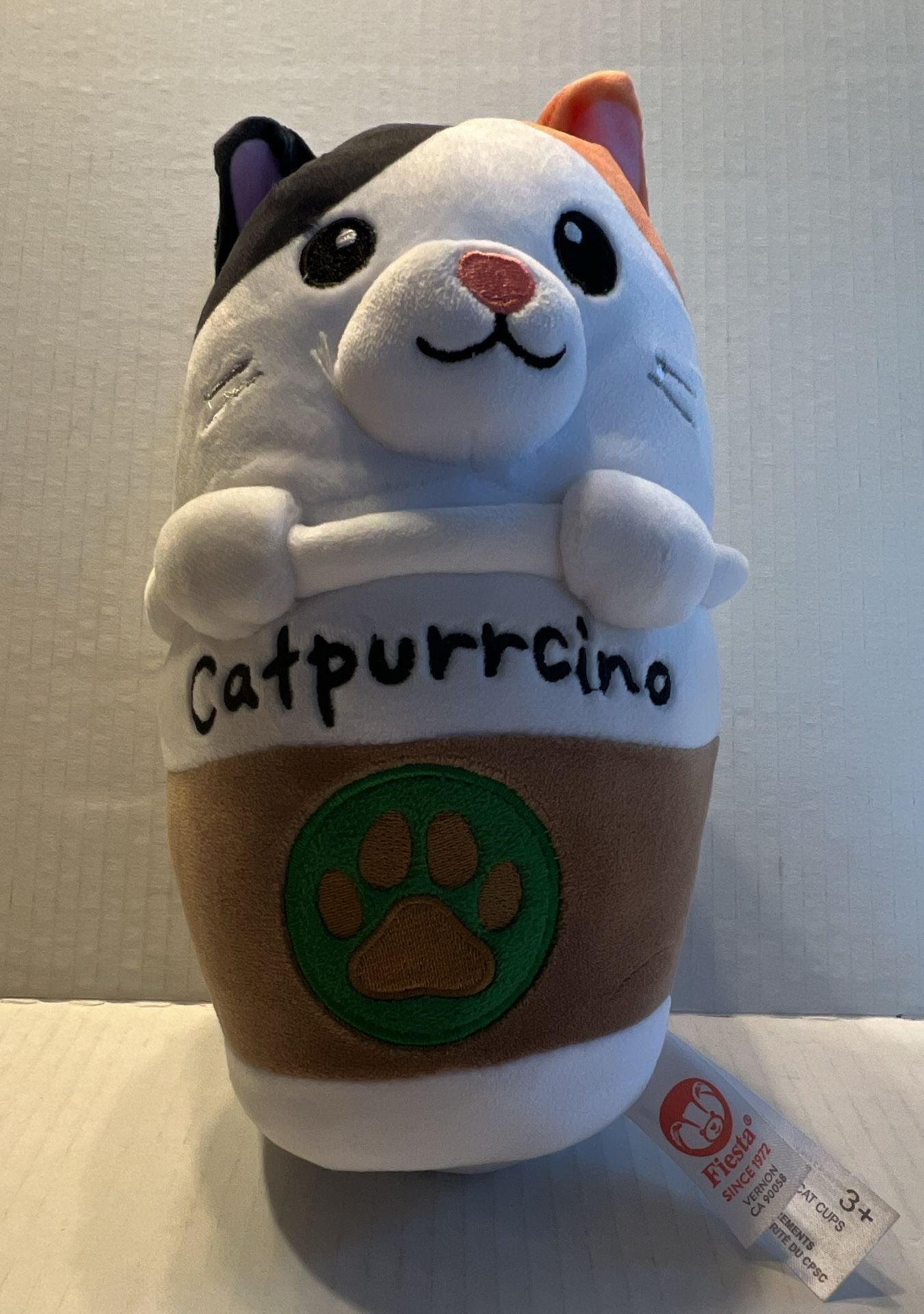 Fiesta Catpurrcino Size 9in Calico Cat Cup Plush 1