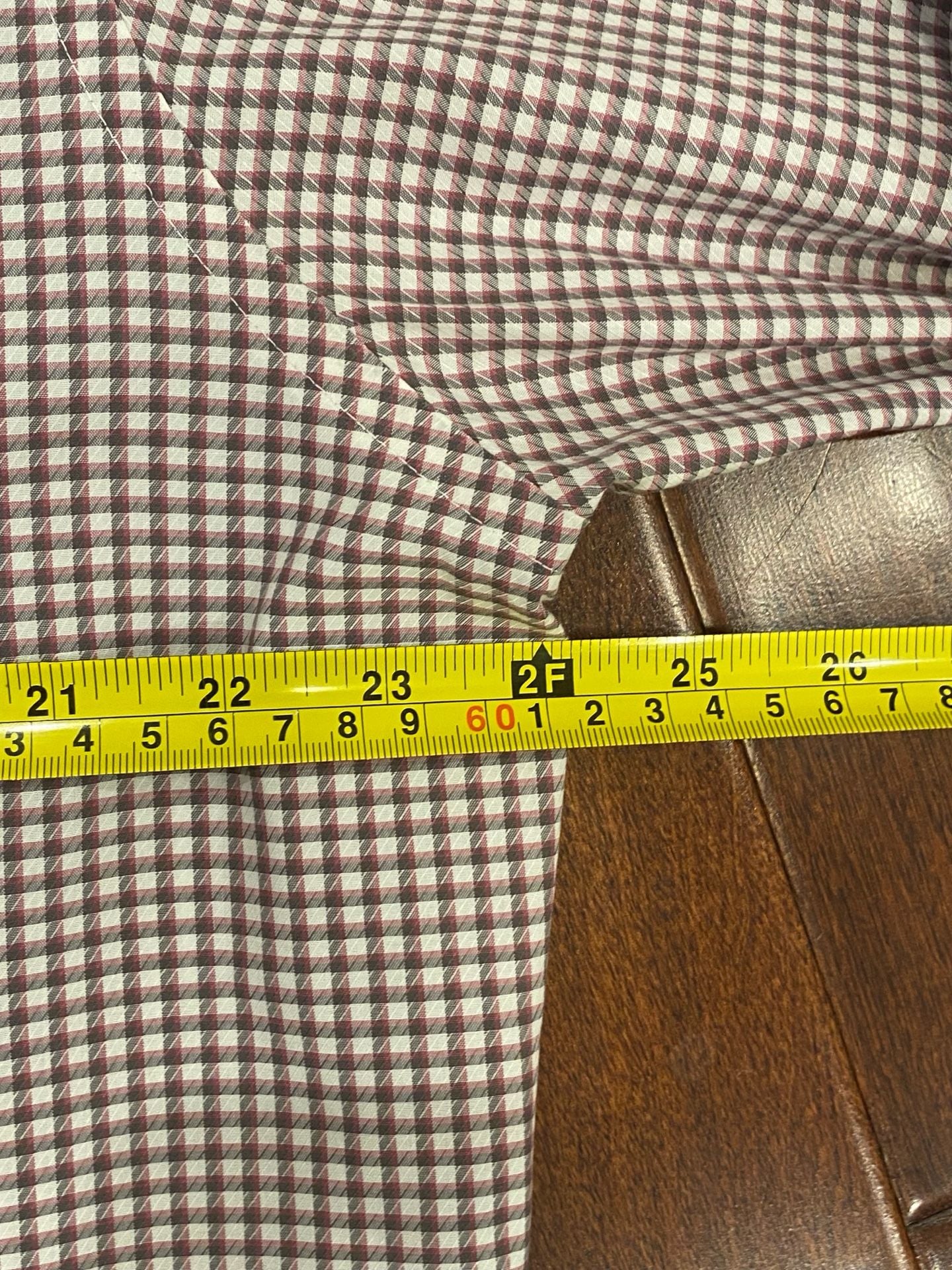 Forsyth Of Canada Dress Shirt Size 16.5 36/37 Burgundy Gingham Tailored Fit 4