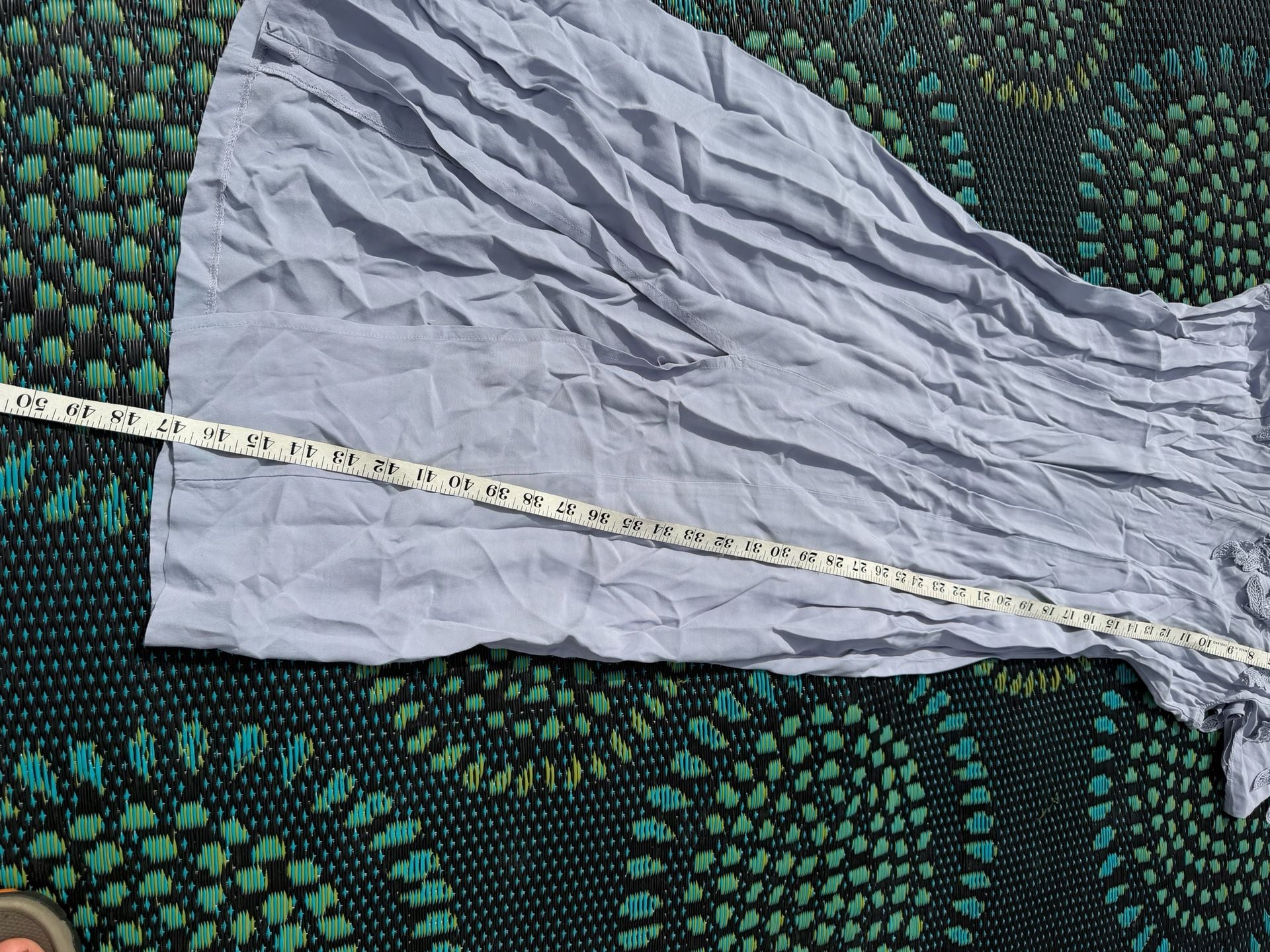 Styleworks Maxi Dress Size 14 Blue Rayon Lace Trim Ruffle Neck 6