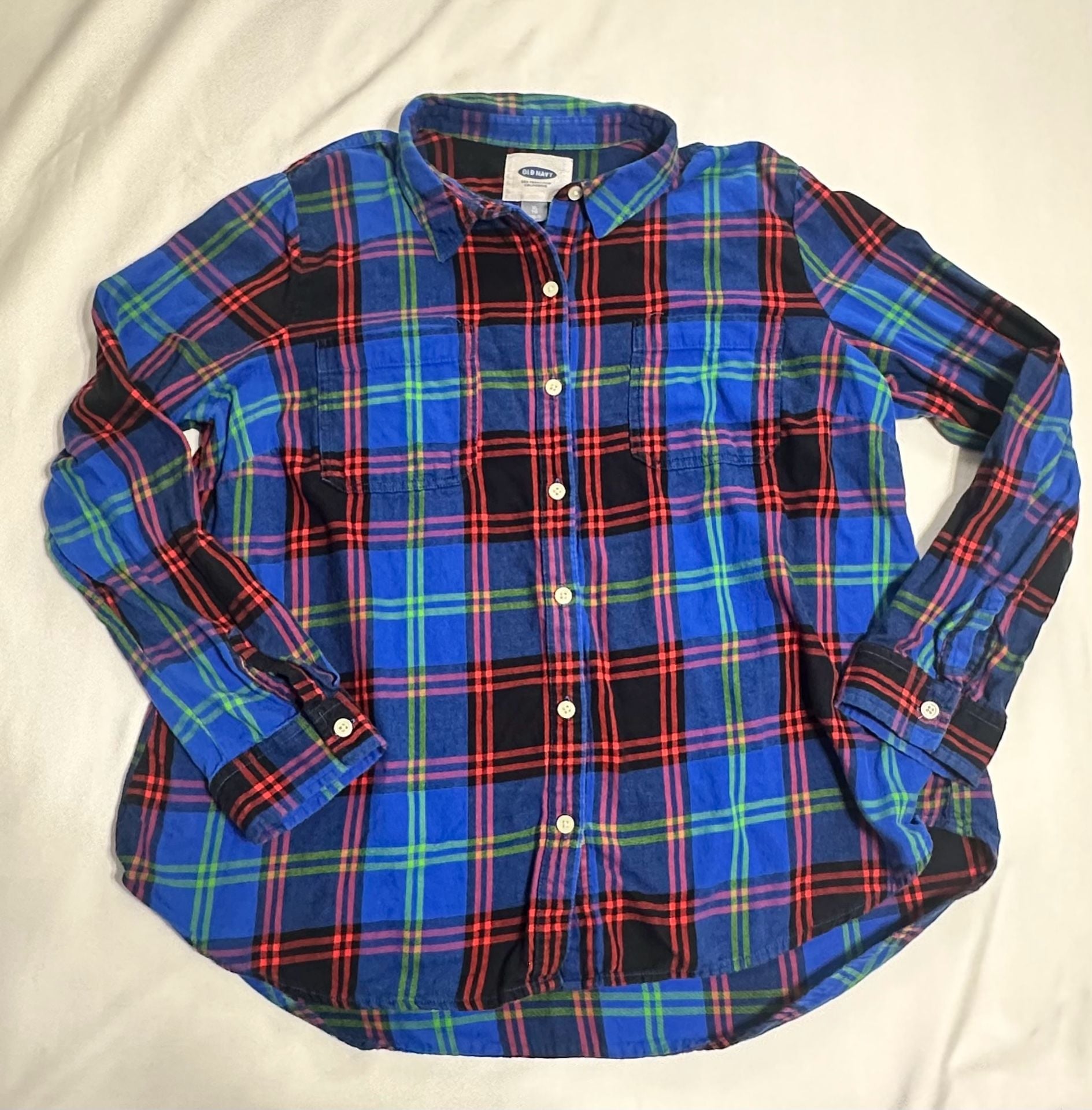 Old Navy Flannel Shirt Blue Plaid 2