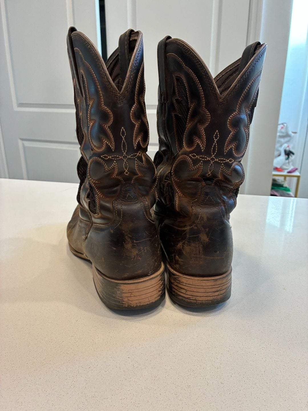 Ariat Cowboy Boots Size 12D Brown Leather Square Toe Western 4