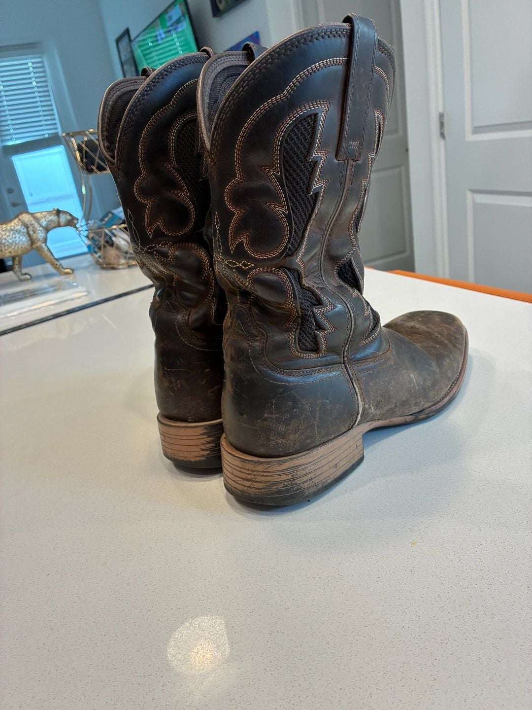 Ariat Cowboy Boots Size 12D Brown Leather Square Toe Western 5