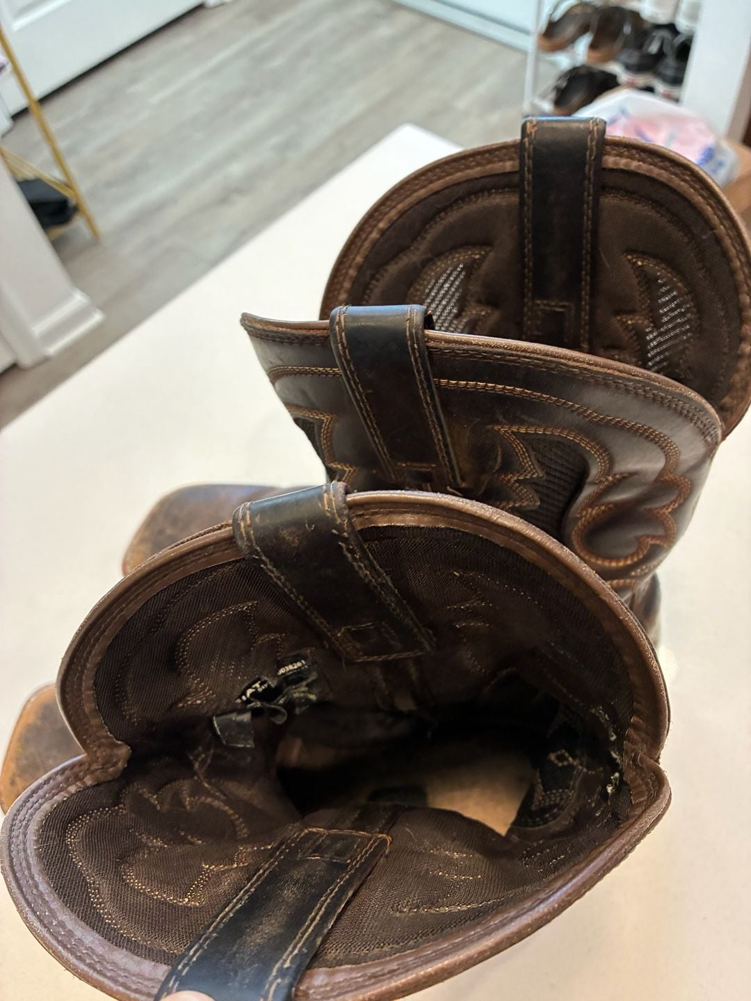 Ariat Cowboy Boots Size 12D Brown Leather Square Toe Western 6