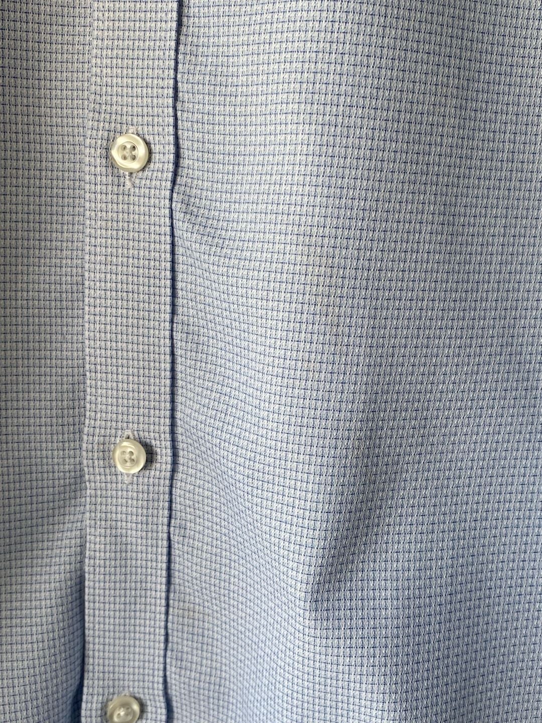Forsyth of Canada Dress Shirt Size 16 1/2 36/37 Blue Micro Check Tailored Fit 3