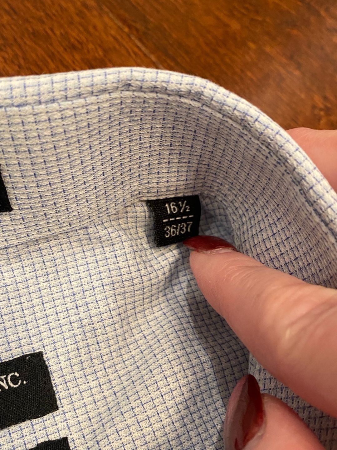 Forsyth of Canada Dress Shirt Size 16 1/2 36/37 Blue Micro Check Tailored Fit 6
