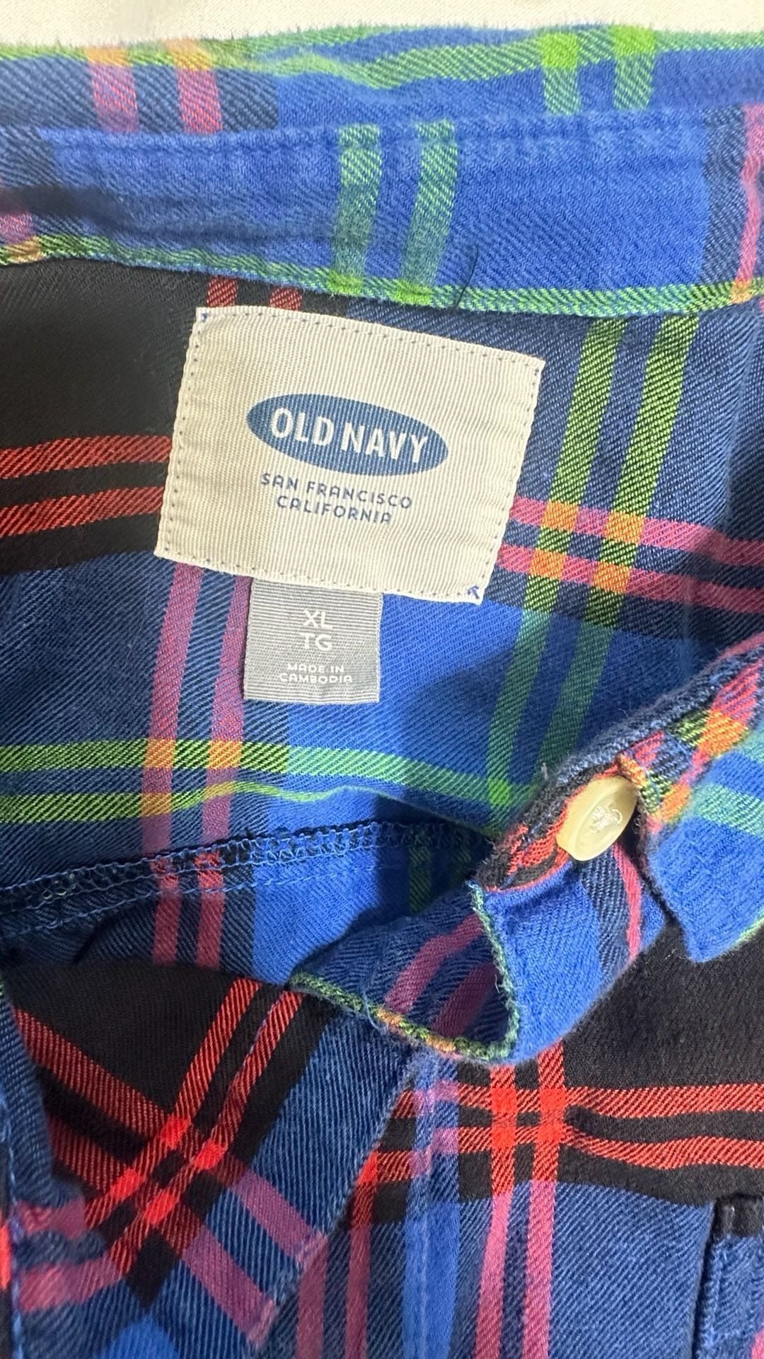 Old Navy Flannel Shirt Blue Plaid 4