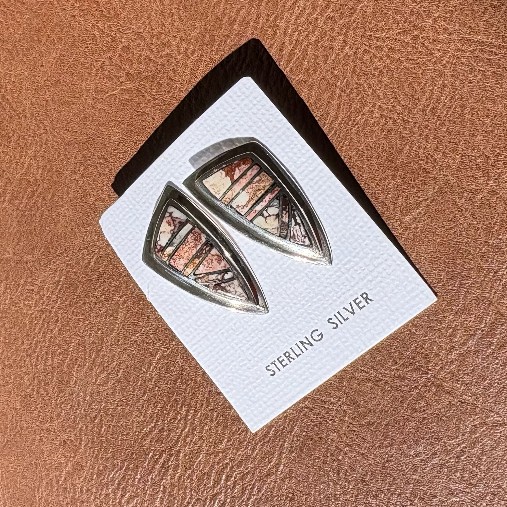 Gorgeous Southwestern Sterling Silver Wild Horse Inlay Stud Earrings 3