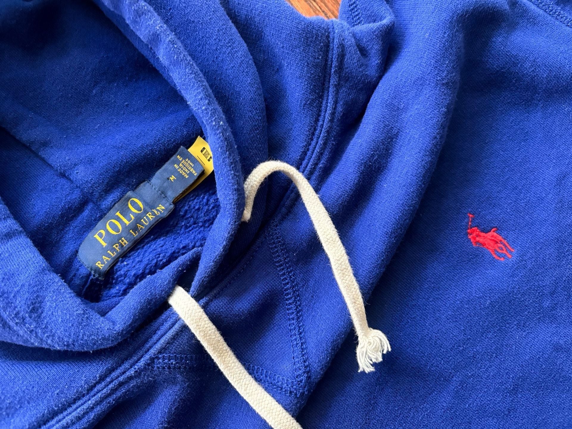 Polo Ralph Lauren Hoodie Size M Royal Blue Red Pony Fleece 3