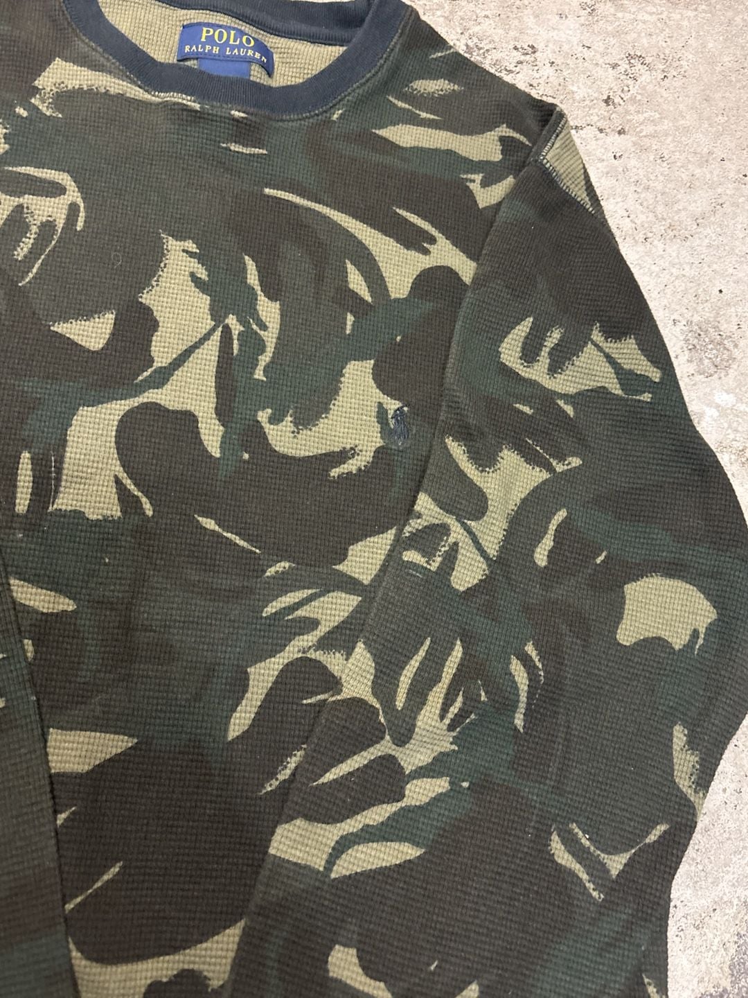 Polo Ralph Lauren Camo Thermal Long Sleeve Shirt Size Large Waffle Knit 3