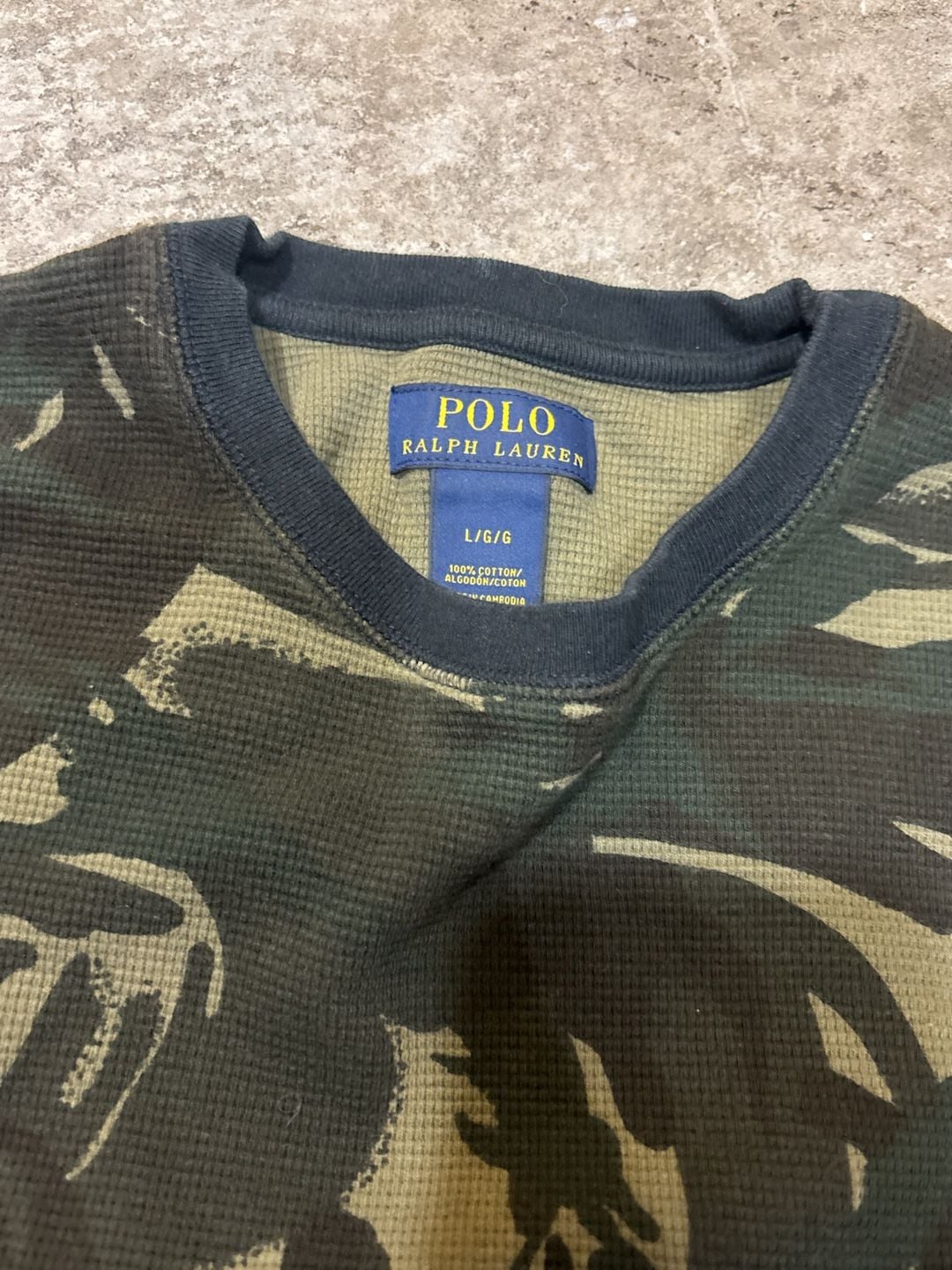 Polo Ralph Lauren Camo Thermal Long Sleeve Shirt Size Large Waffle Knit 4
