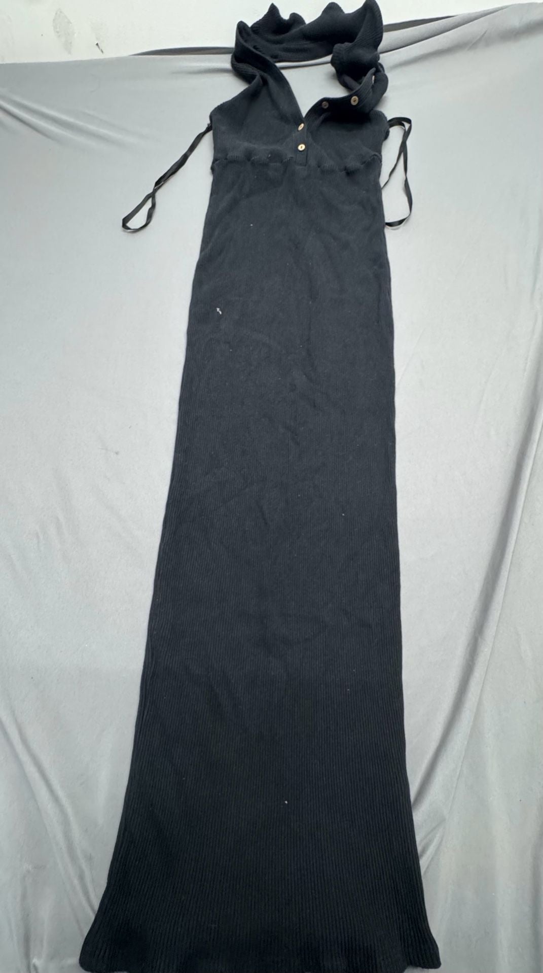 Free People Beach Maxi Dress Size M Black Halter Ribbed Knit 2