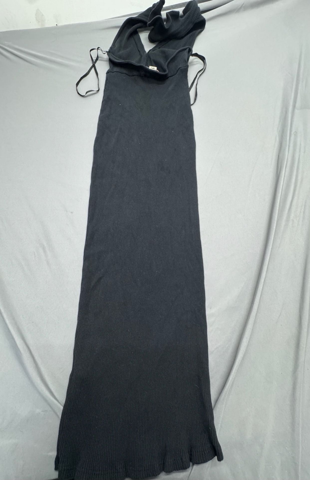 Free People Beach Maxi Dress Size M Black Halter Ribbed Knit 6