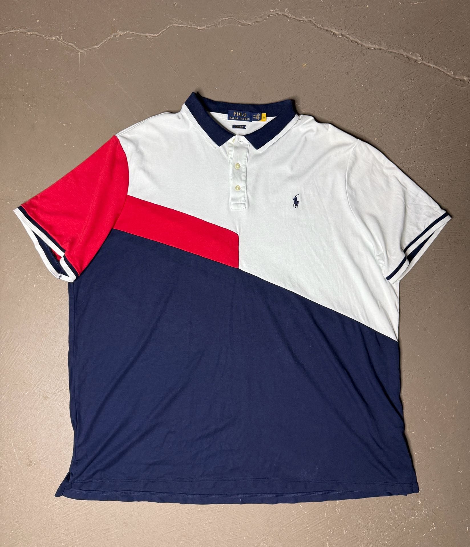 Polo Ralph Lauren Colorblock Polo Shirt Size XXL White Red Navy 2