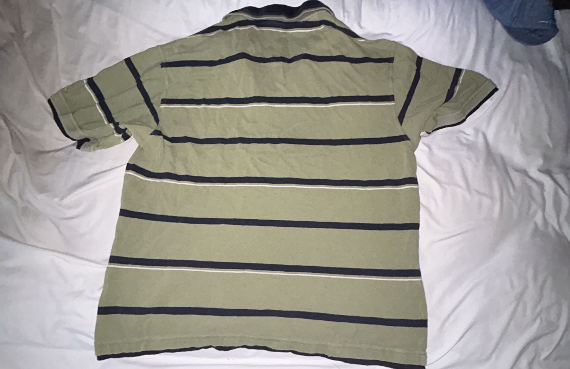 IZOD Striped Polo Shirt Size M Green Navy Cotton Short Sleeve 3
