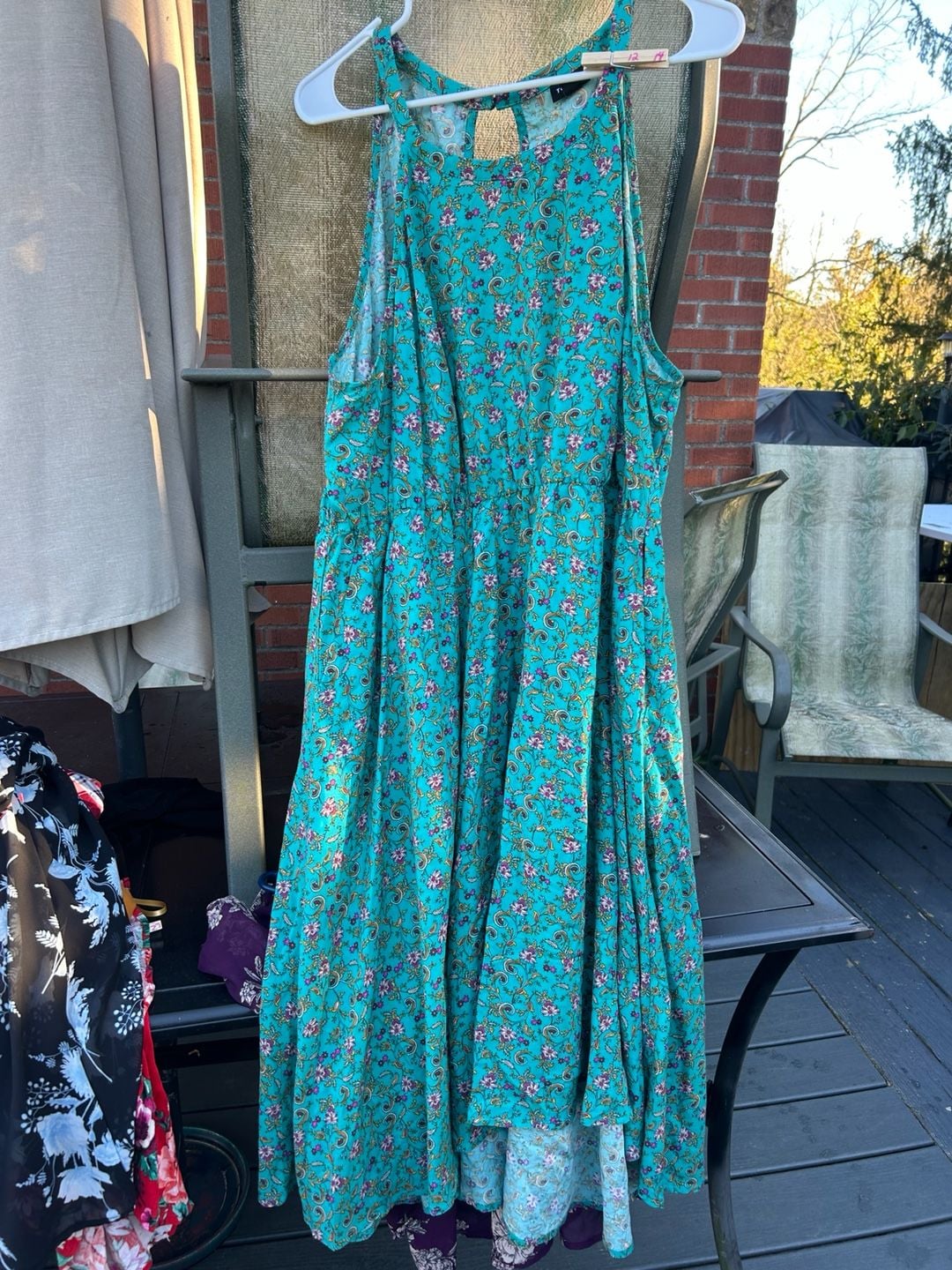 Torrid Maxi Dress Size 3 Teal Floral Halter Sleeveless Boho High Low 2