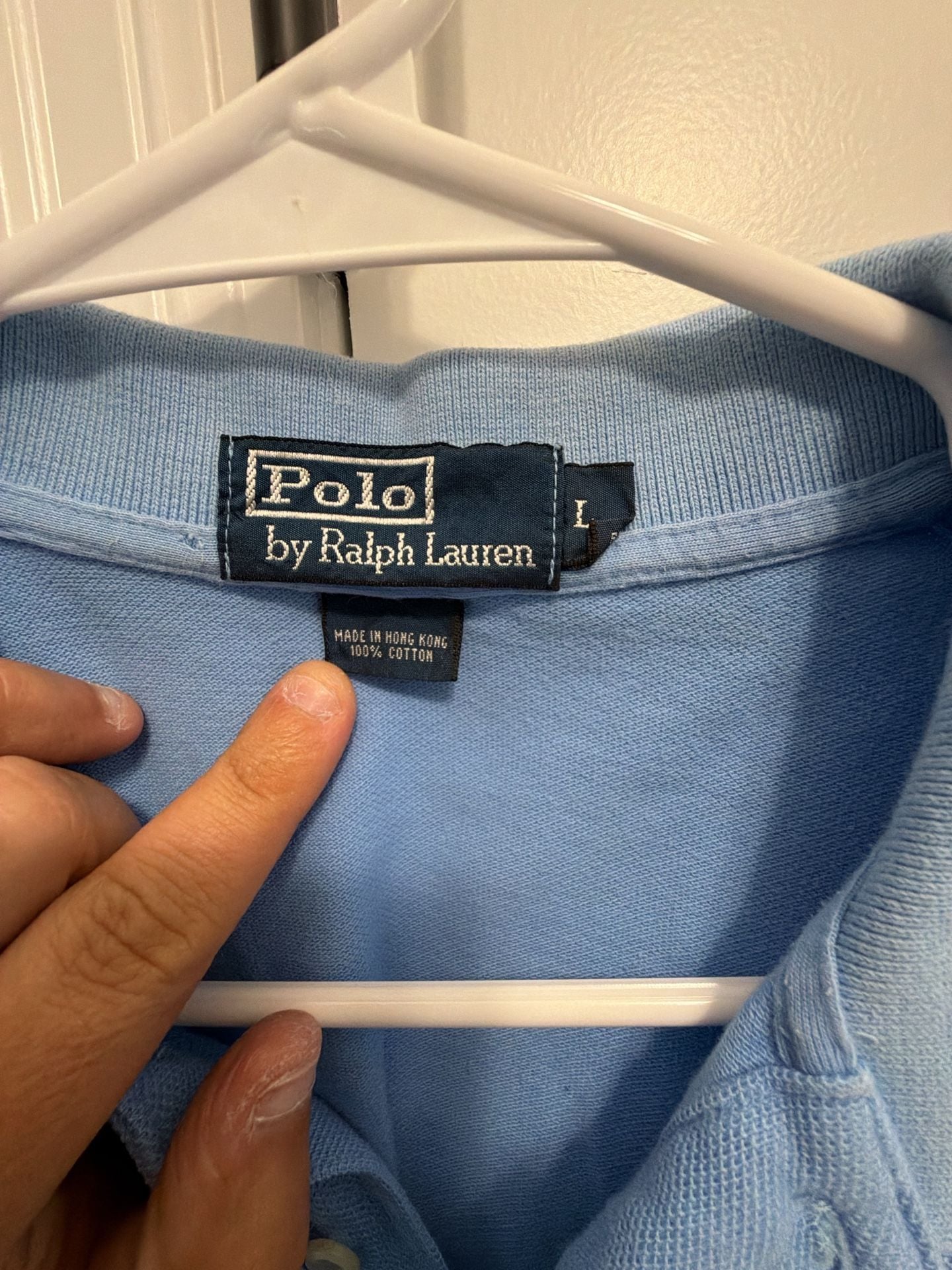 Polo Ralph Lauren Polo Shirt Size L Light Blue Cotton Yellow Pony Logo 4