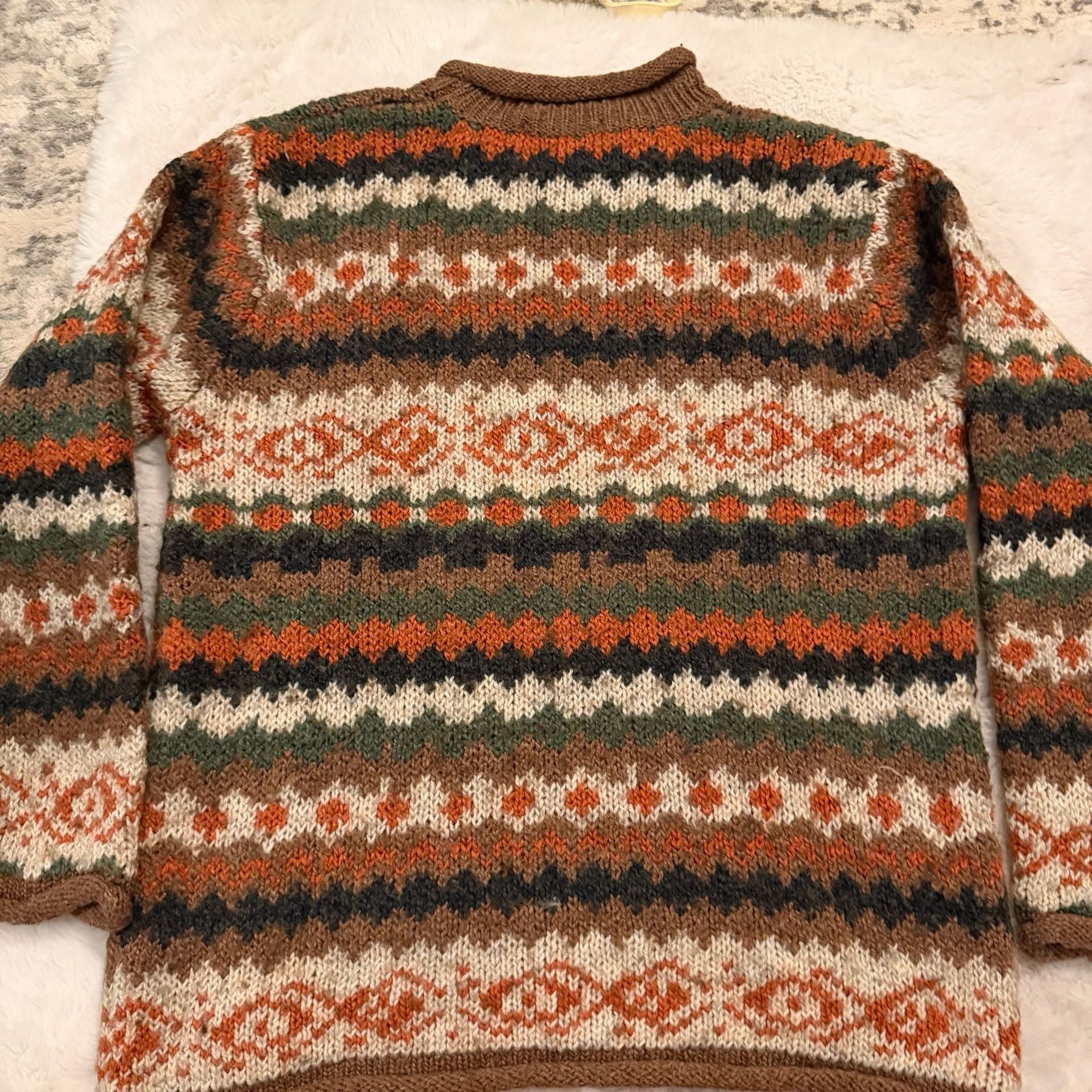 Claudia D. Fair Isle Pullover Sweater Size M Brown Multi Wool Blend 4
