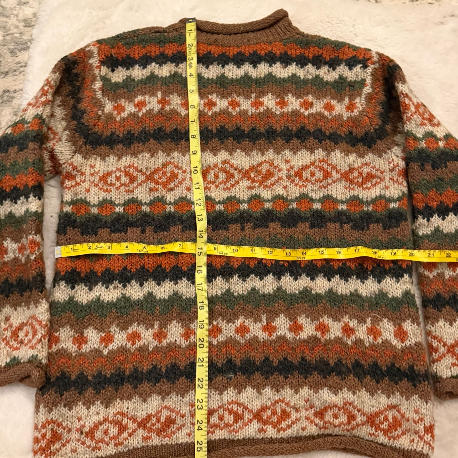 Claudia D. Fair Isle Pullover Sweater Size M Brown Multi Wool Blend 5