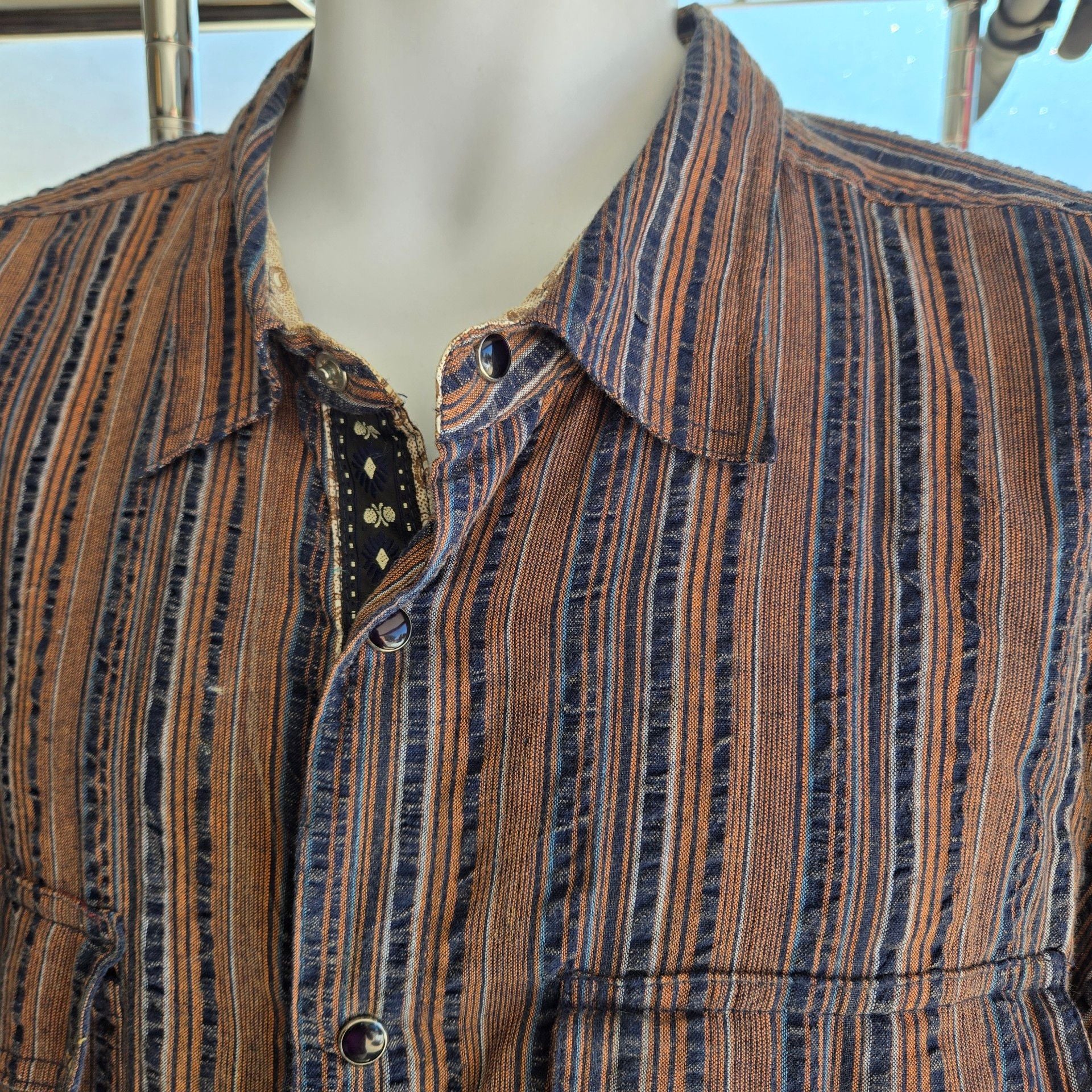 Scully PS-070 Western Shirt Size XL Striped Pearl Snap Long Sleeve 3