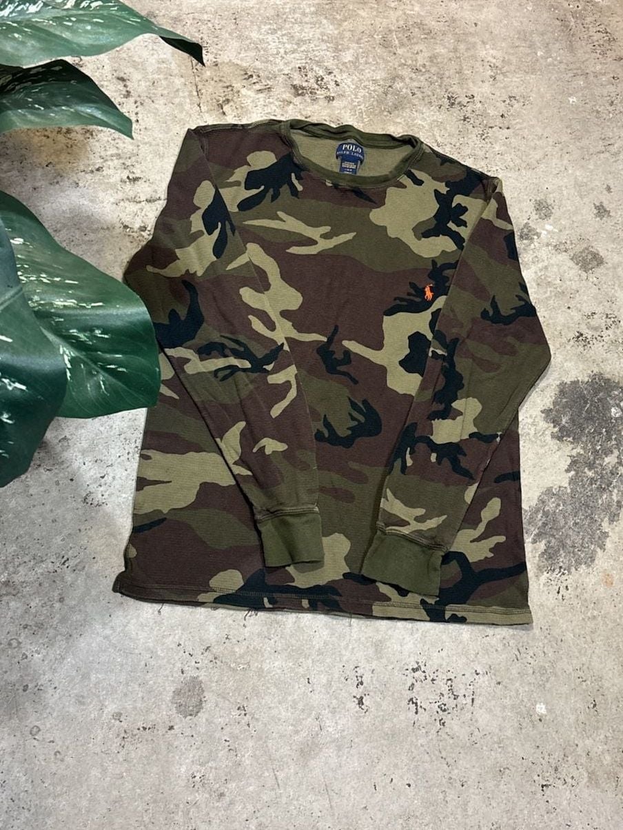 Polo Ralph Lauren Waffle Knit Camouflage Long Sleeve Shirt Size L 2
