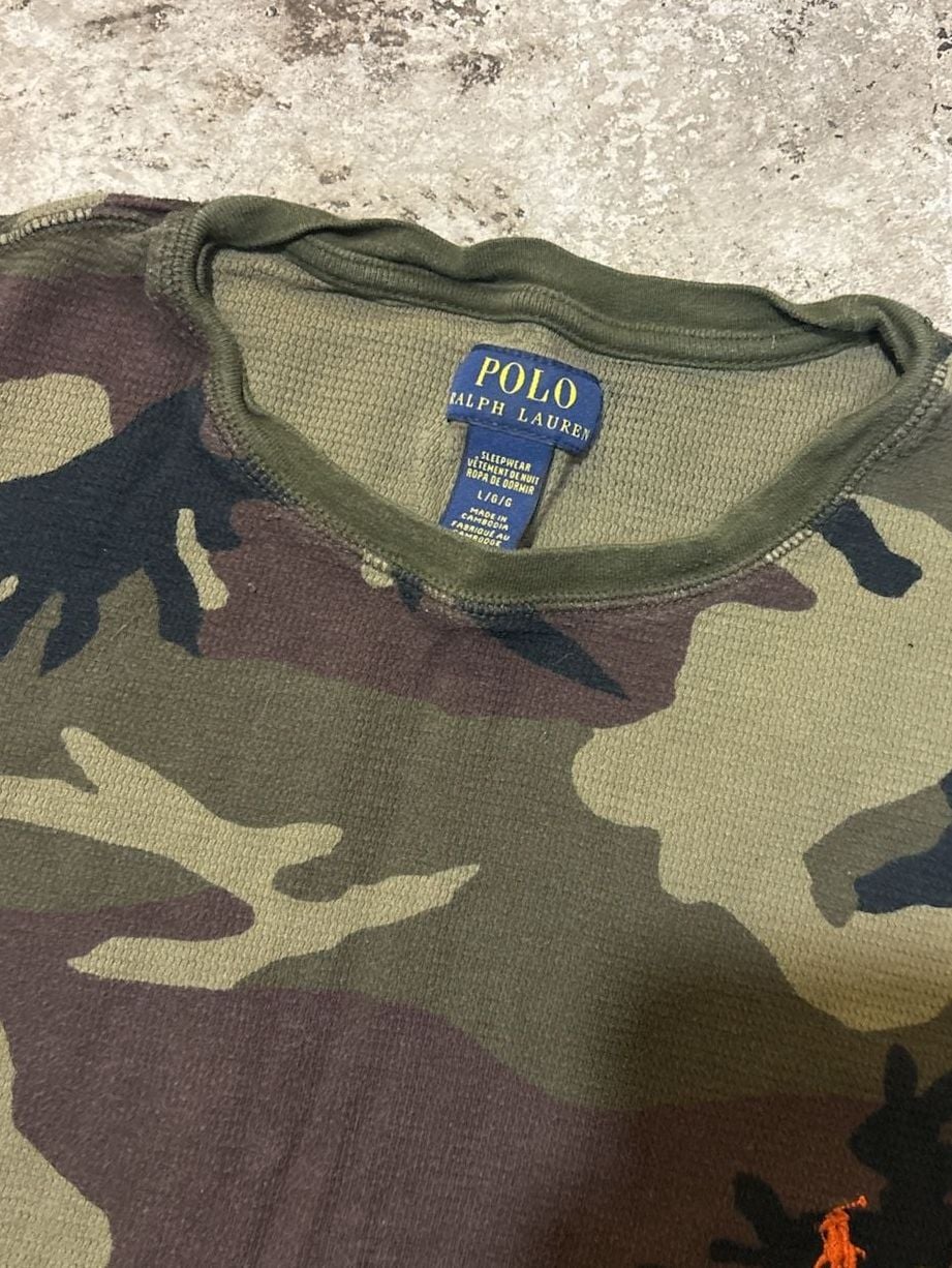 Polo Ralph Lauren Waffle Knit Camouflage Long Sleeve Shirt Size L 3