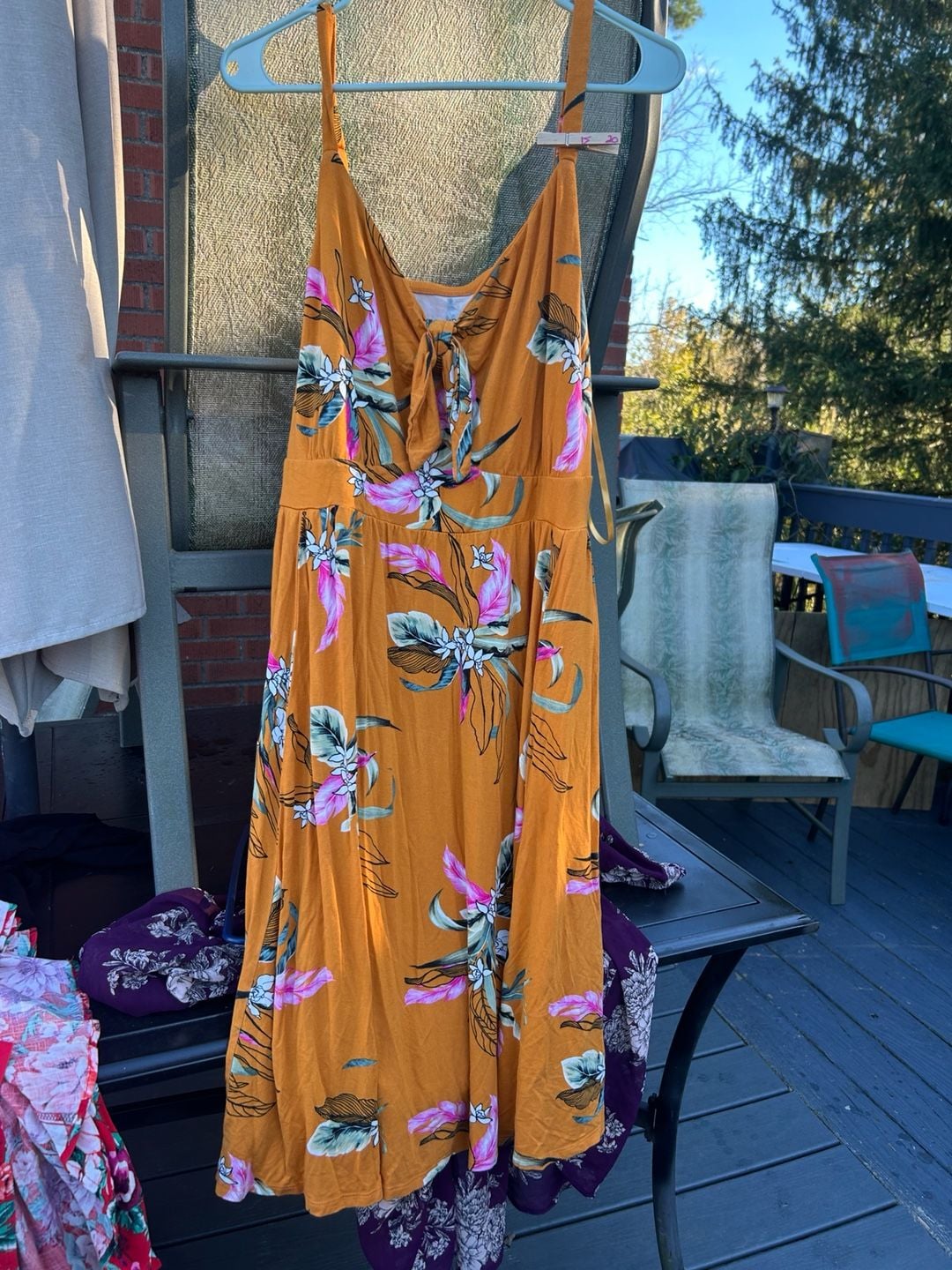 Torrid Super Soft Tie Front Skater Dress Size 3 Yellow Floral 2