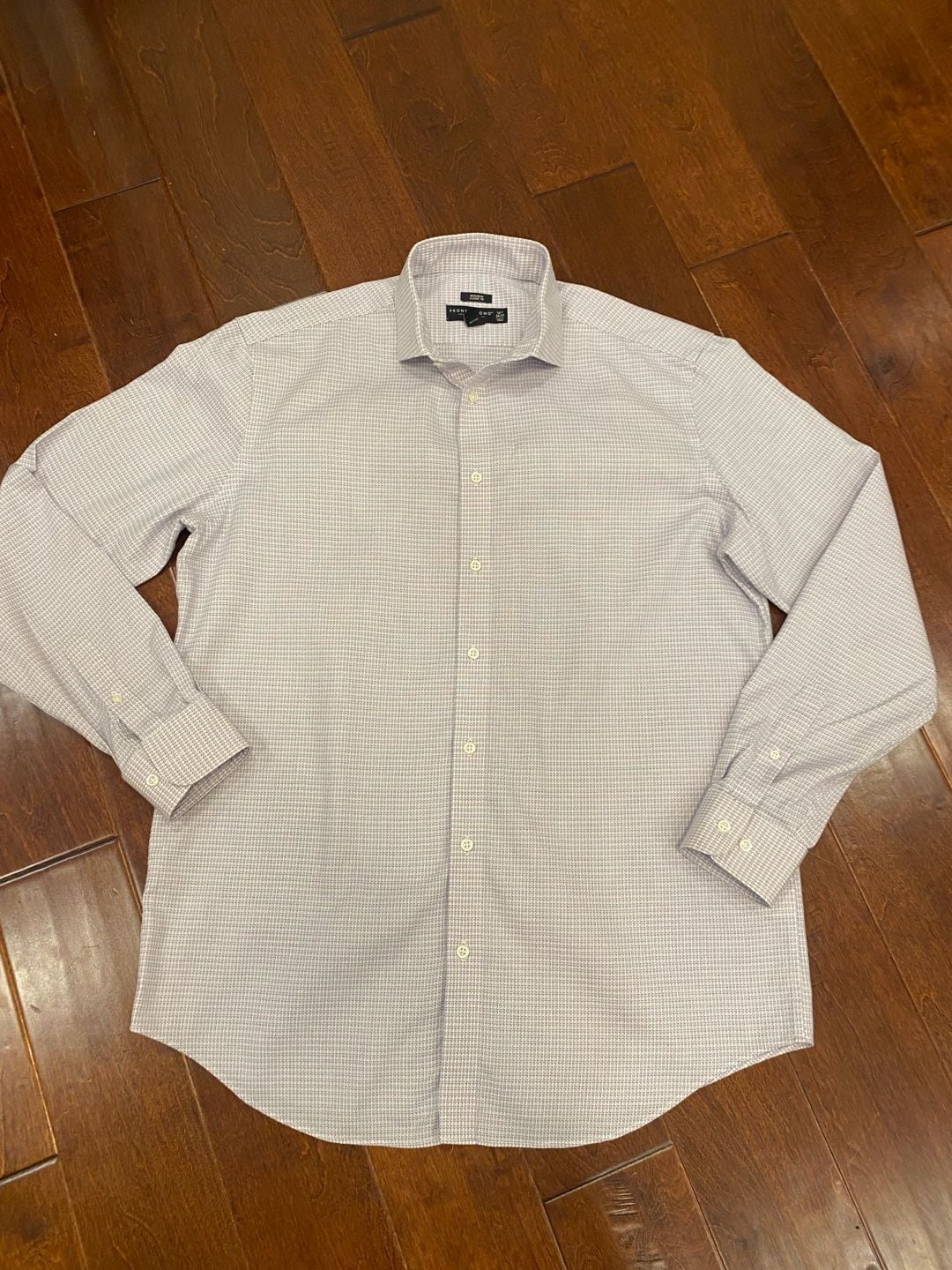 Pronto Uomo Dress Shirt Size 16.5 36/37 Tall Purple Micro Print Classic Fit 2