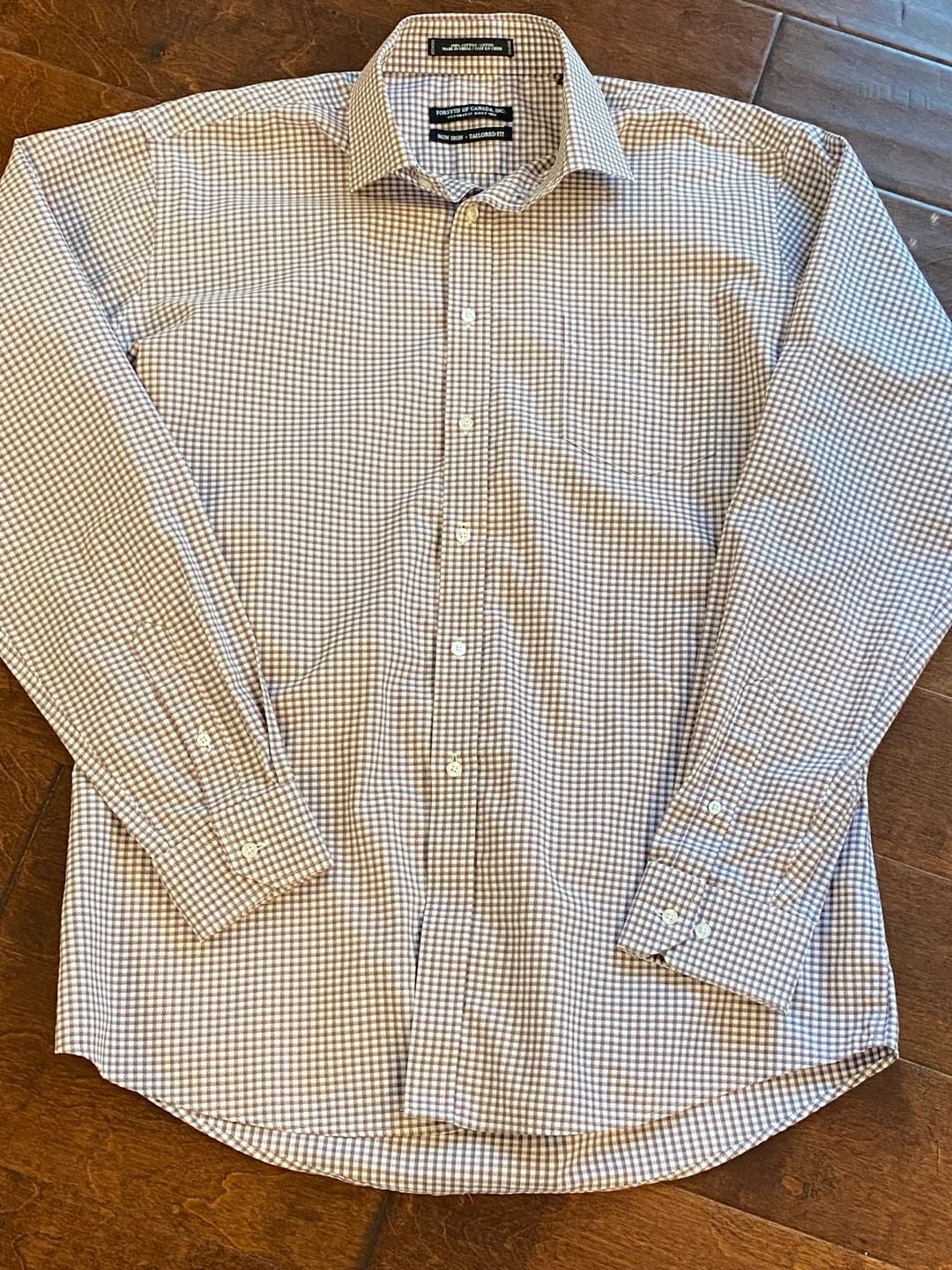Pronto Uomo Dress Shirt Size 16.5 36/37 Tall Purple Micro Print Classic Fit 7