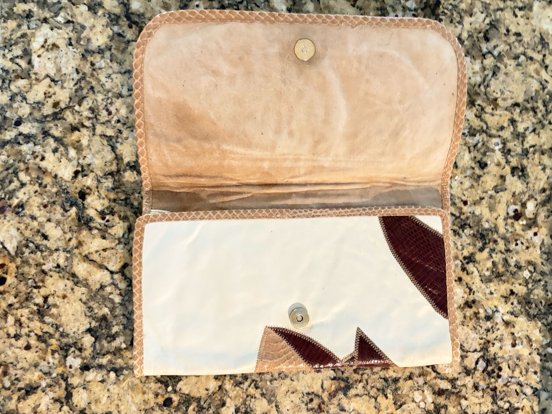 Vintage Shibui Patchwork Leather Clutch Reptile Snakeskin Envelope Bag Boho 3