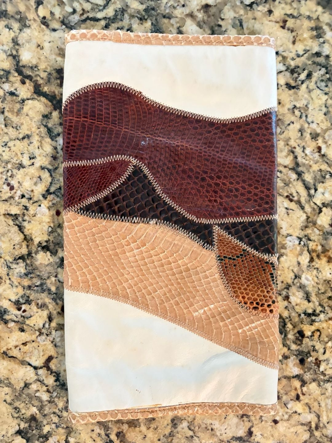 Vintage Shibui Patchwork Leather Clutch Reptile Snakeskin Envelope Bag Boho 7