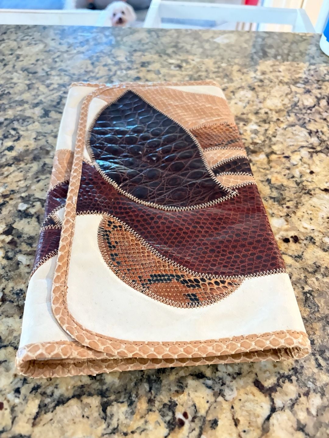 Vintage Shibui Patchwork Leather Clutch Reptile Snakeskin Envelope Bag Boho 8