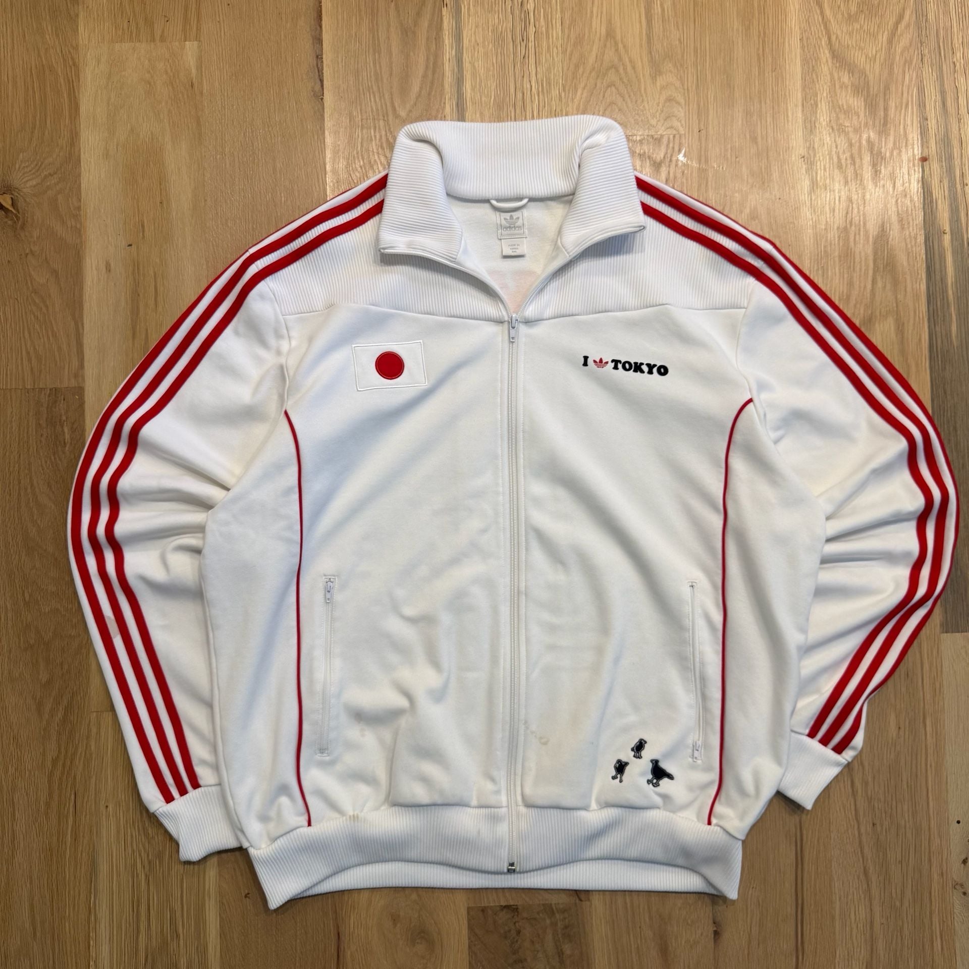 Adidas I Love Tokyo Track Jacket Size 2XL White Red Japan Zip Up 4