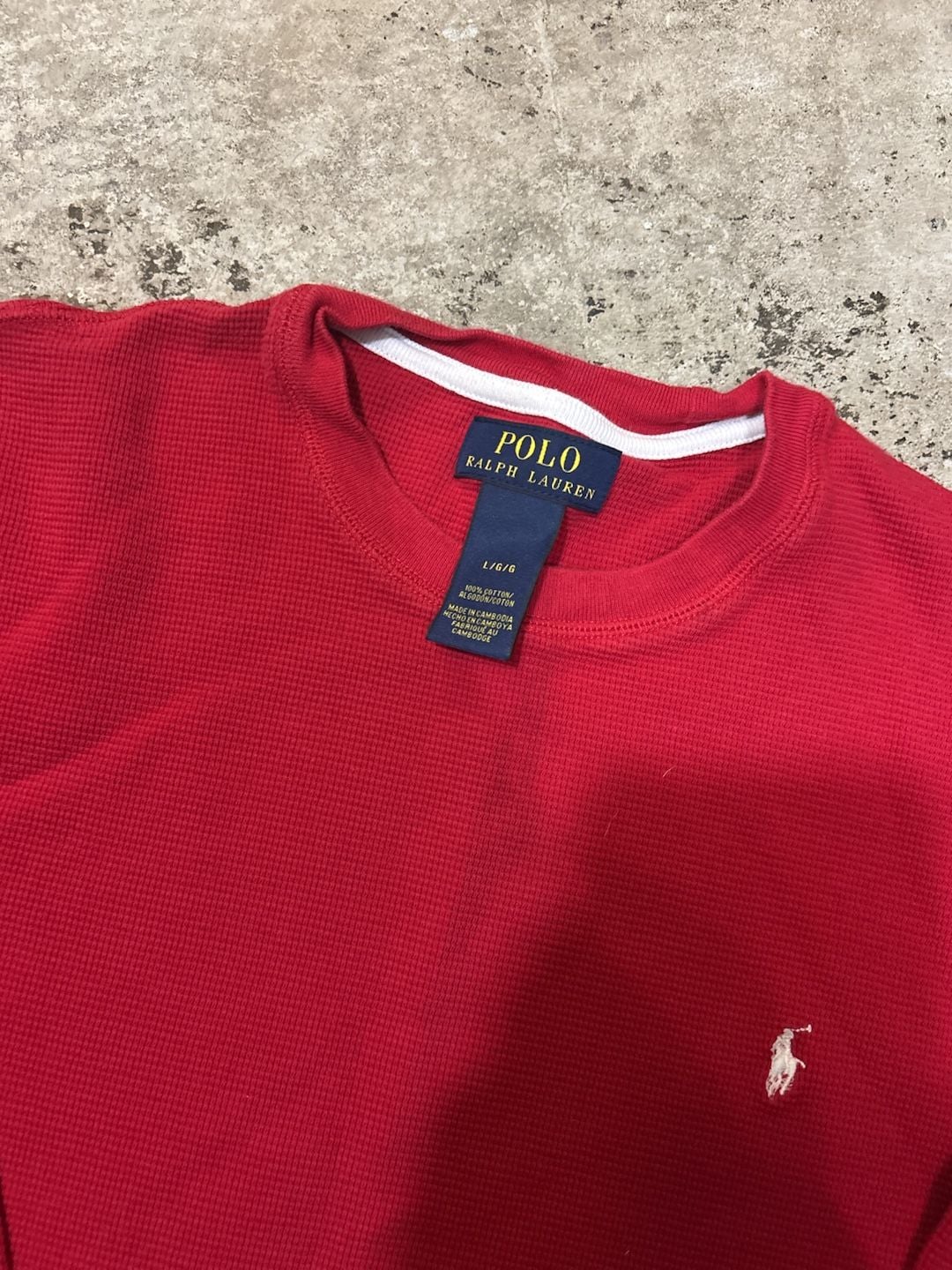 Polo Ralph Lauren Waffle Thermal Shirt Size L Red Long Sleeve Crewneck 3