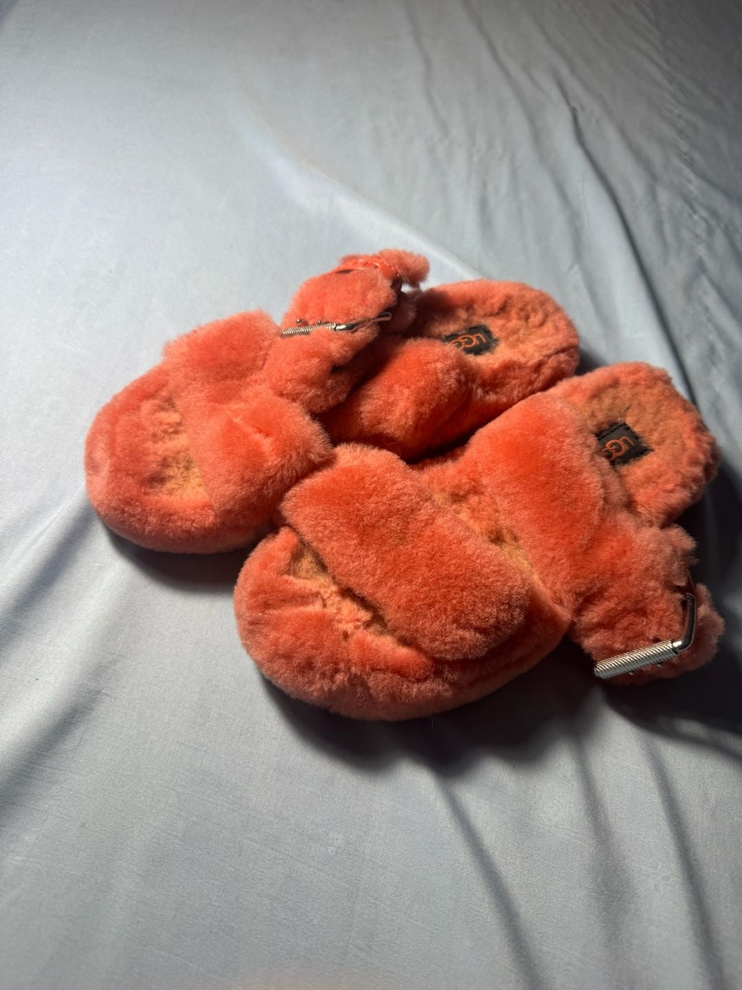 UGG Fluffita Slides Orange Fur Buckle Sandals 2