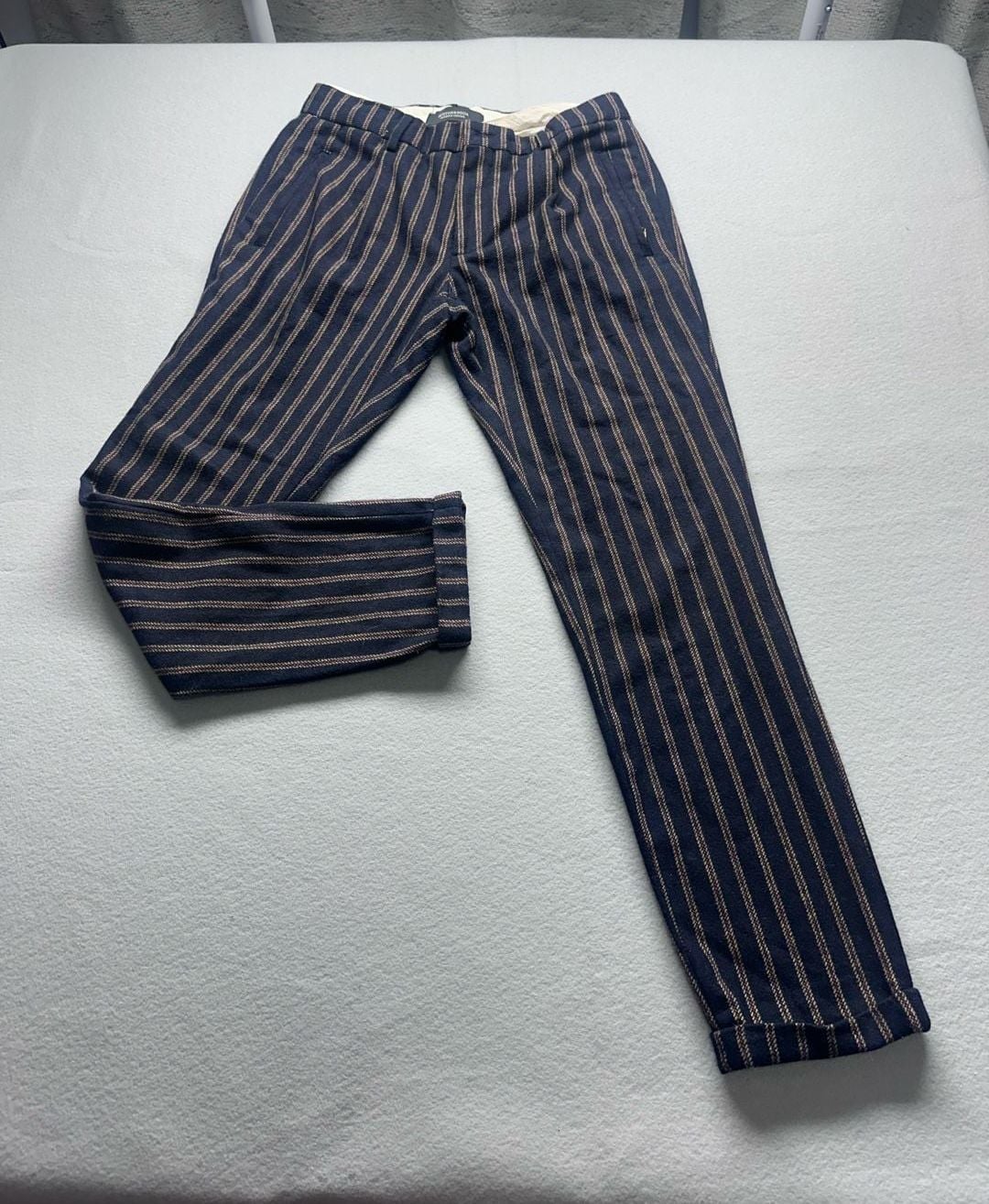 Scotch & Soda Striped Trousers 30x32 Navy Wool Blend Pants 3