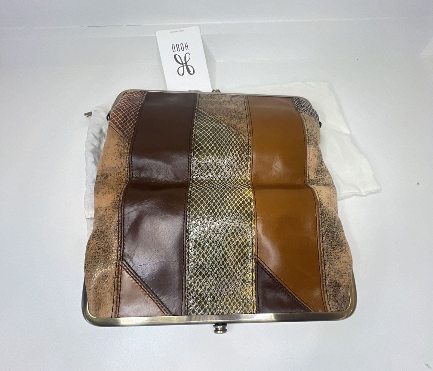 Hobo Lauren Wallet Patchwork Shimmer Snake Mocha Multi 5
