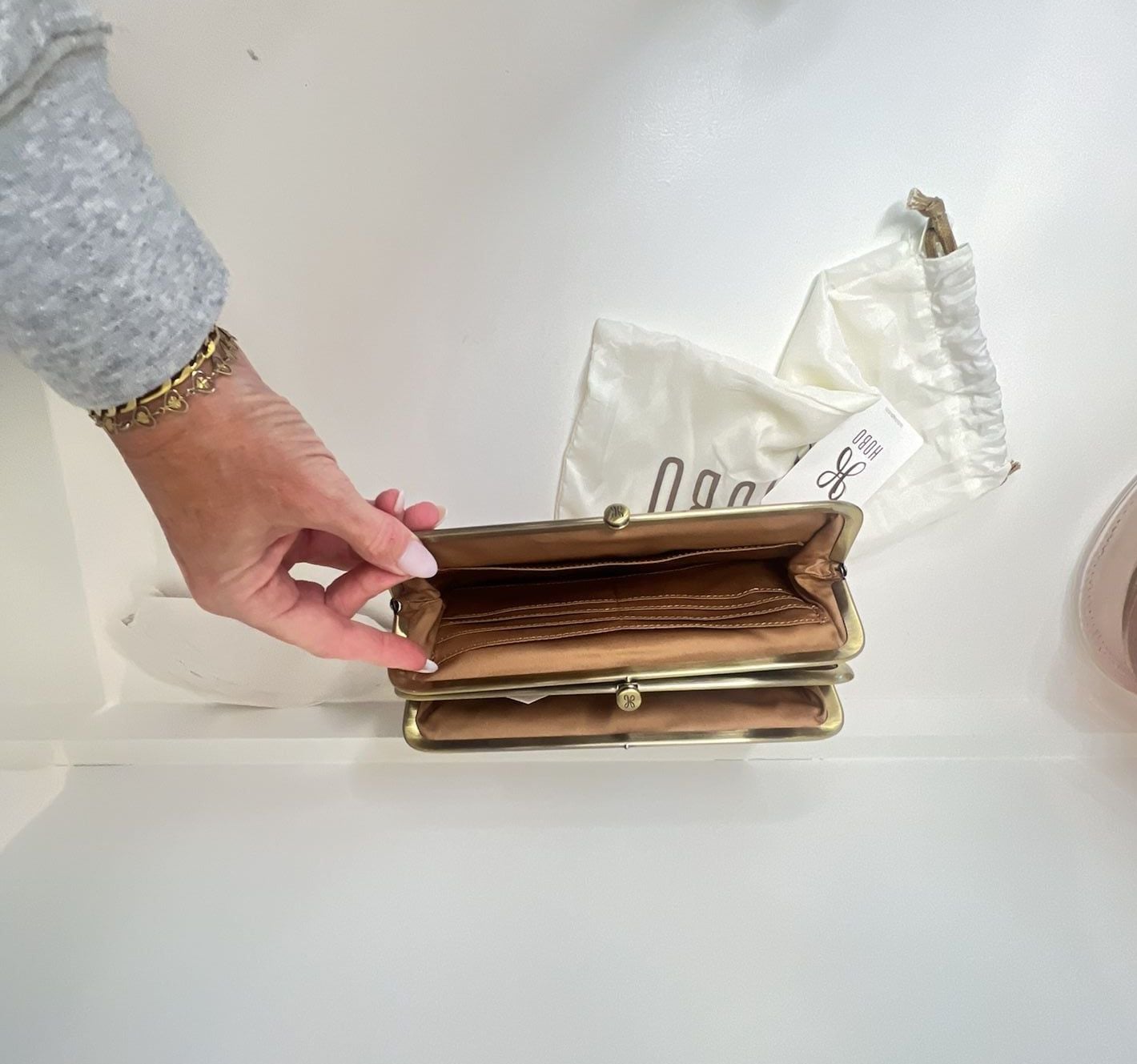 Hobo Lauren Wallet Patchwork Shimmer Snake Mocha Multi 6