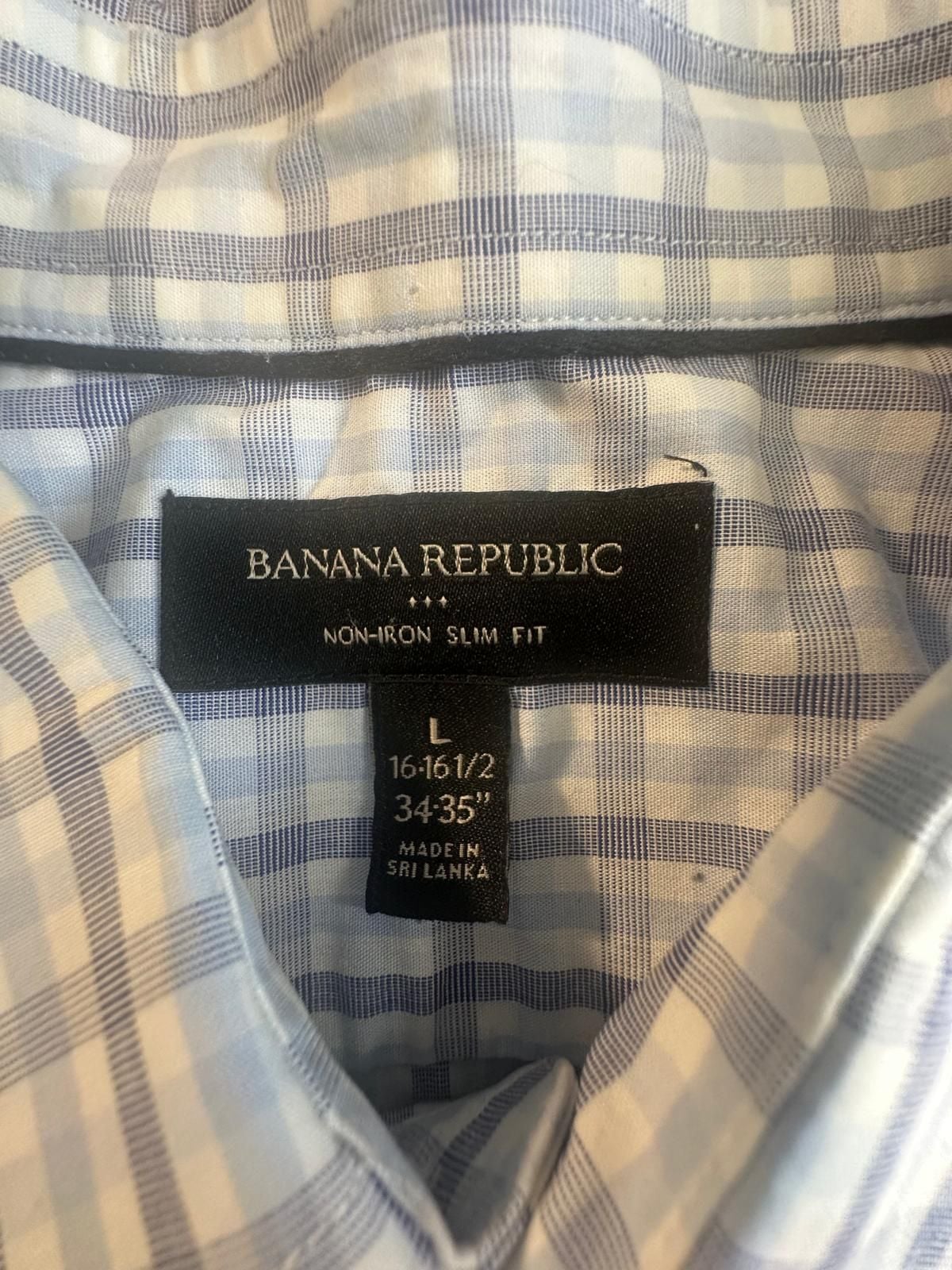 Banana Republic Dress Shirt Size M Blue White Plaid 12