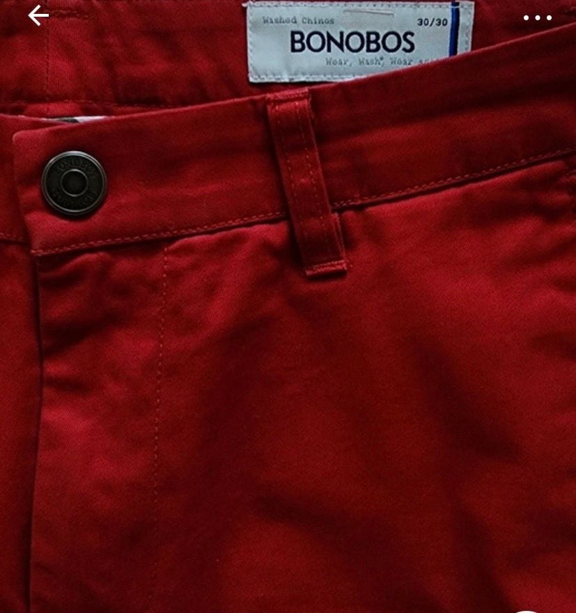 Bonobos Washed Chinos Size 30/30 Red Straight Fit Pants 3