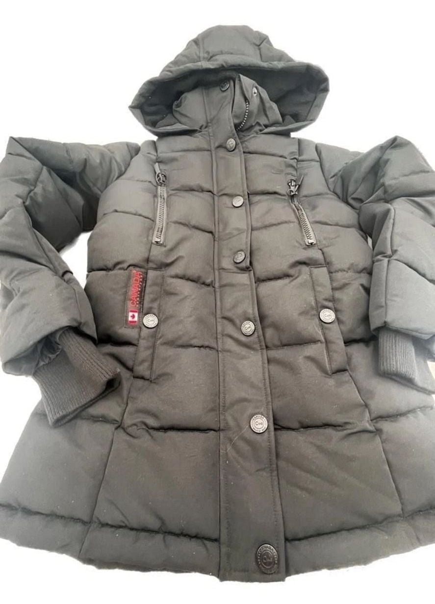 Canada Weather Gear kids hooded Puffer Parka Jacket Size 7/8 Black Winter coat 6