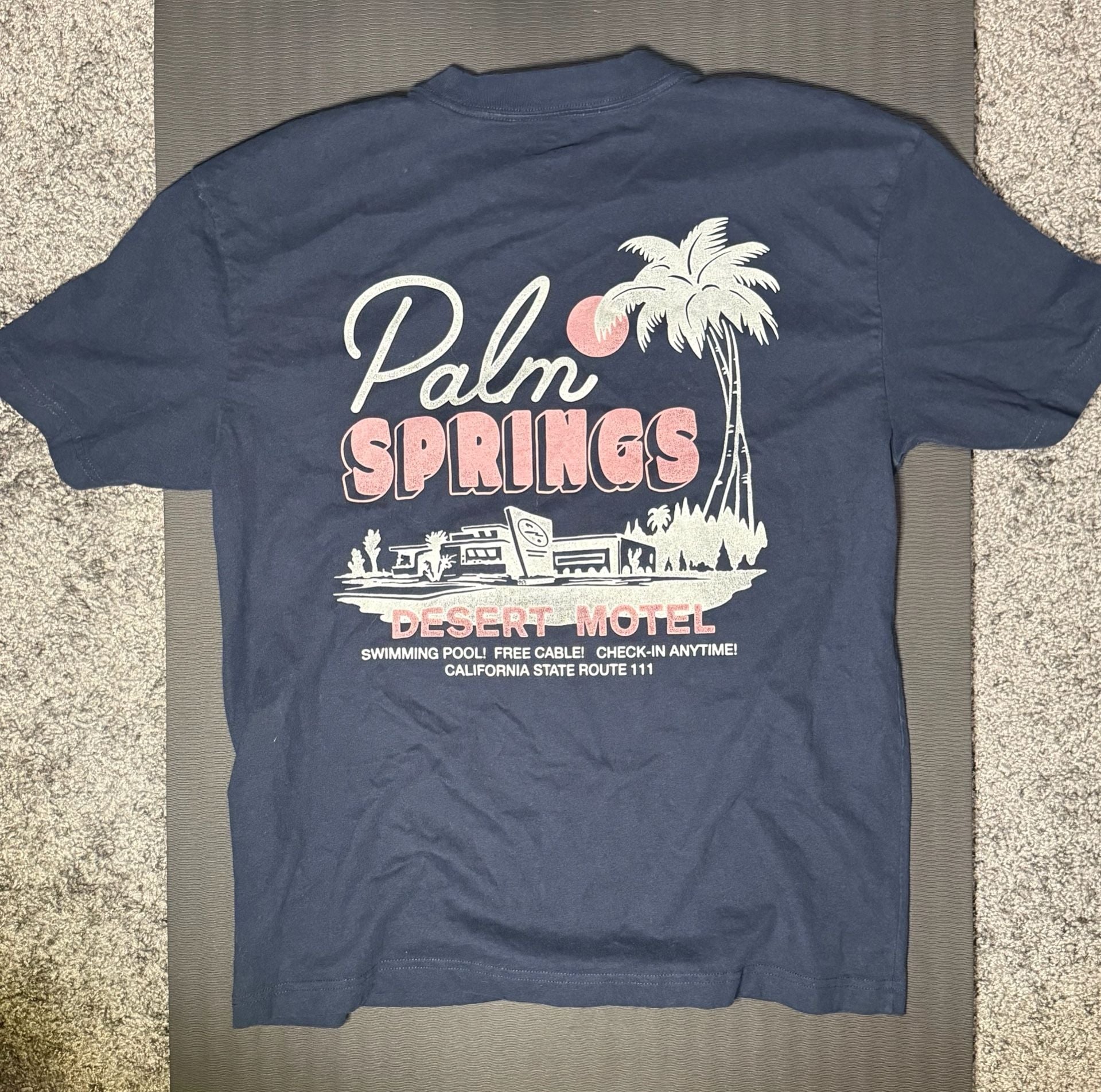 Hollister Palm Springs Desert Motel Graphic T-Shirt Size M Navy Heavyweight 3