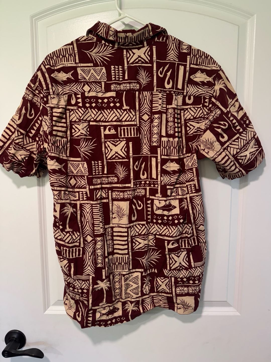 Burgundy Hawaiian Tiki Aloha Surf Shirt Tropical Coastal Y2K Men’s M 3