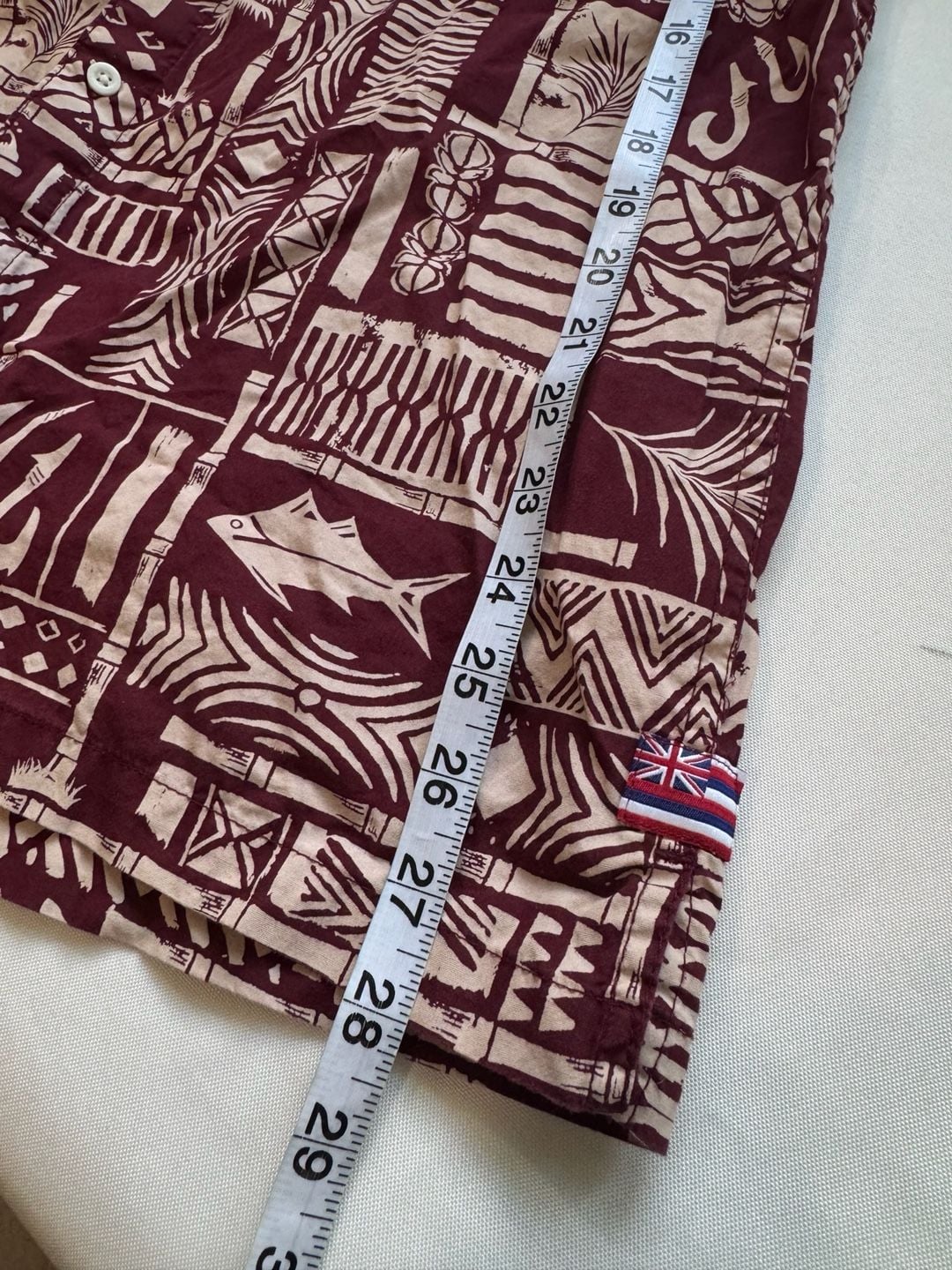 Burgundy Hawaiian Tiki Aloha Surf Shirt Tropical Coastal Y2K Men’s M 6