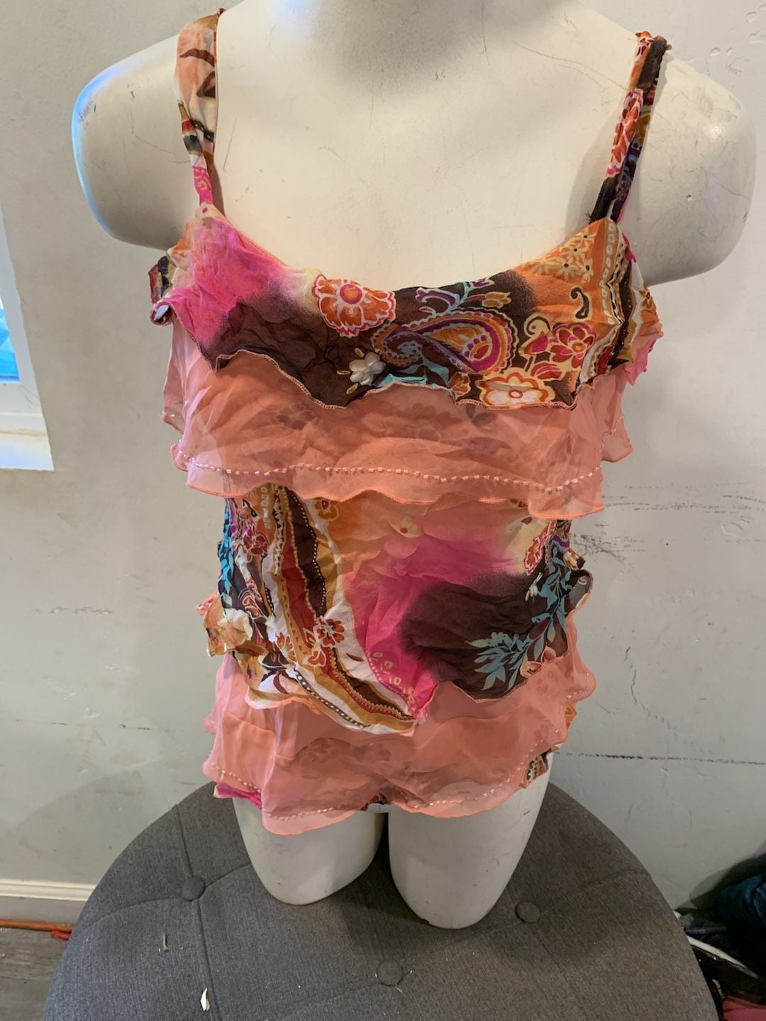 Y2K Ella Singh Silk Patchwork Corset Top Multicolour Size L International, 2